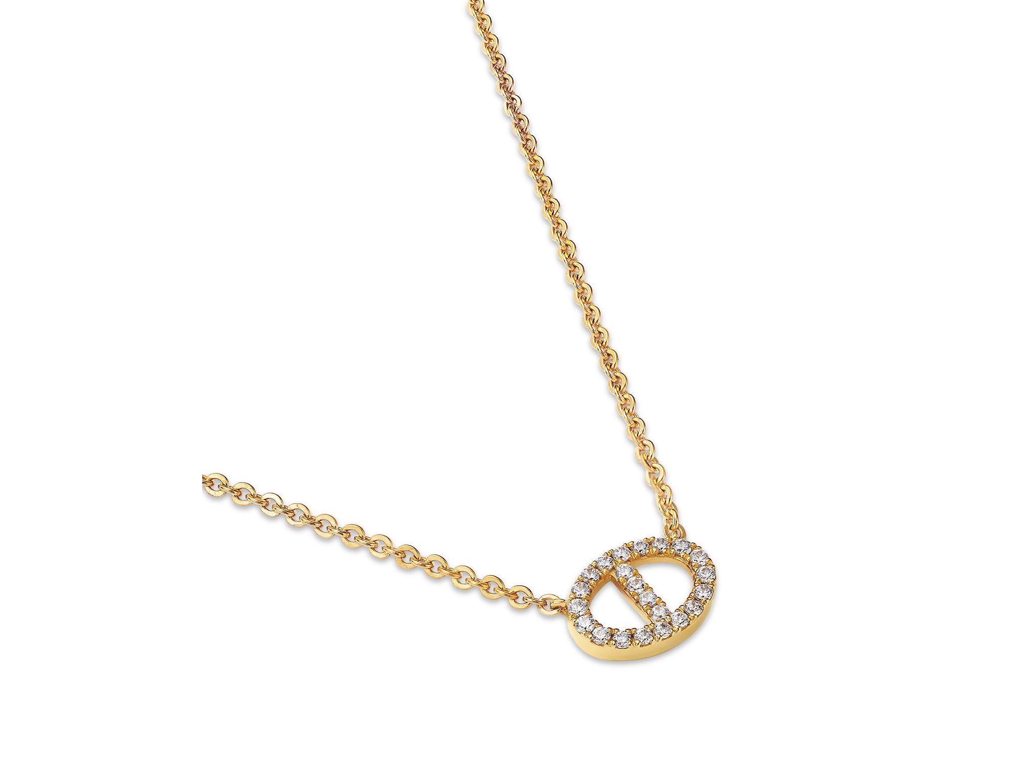 Diamond Mariner Single Link Pendant Necklace in 14K Yellow Gold, 0.2 tcw — Image 3
