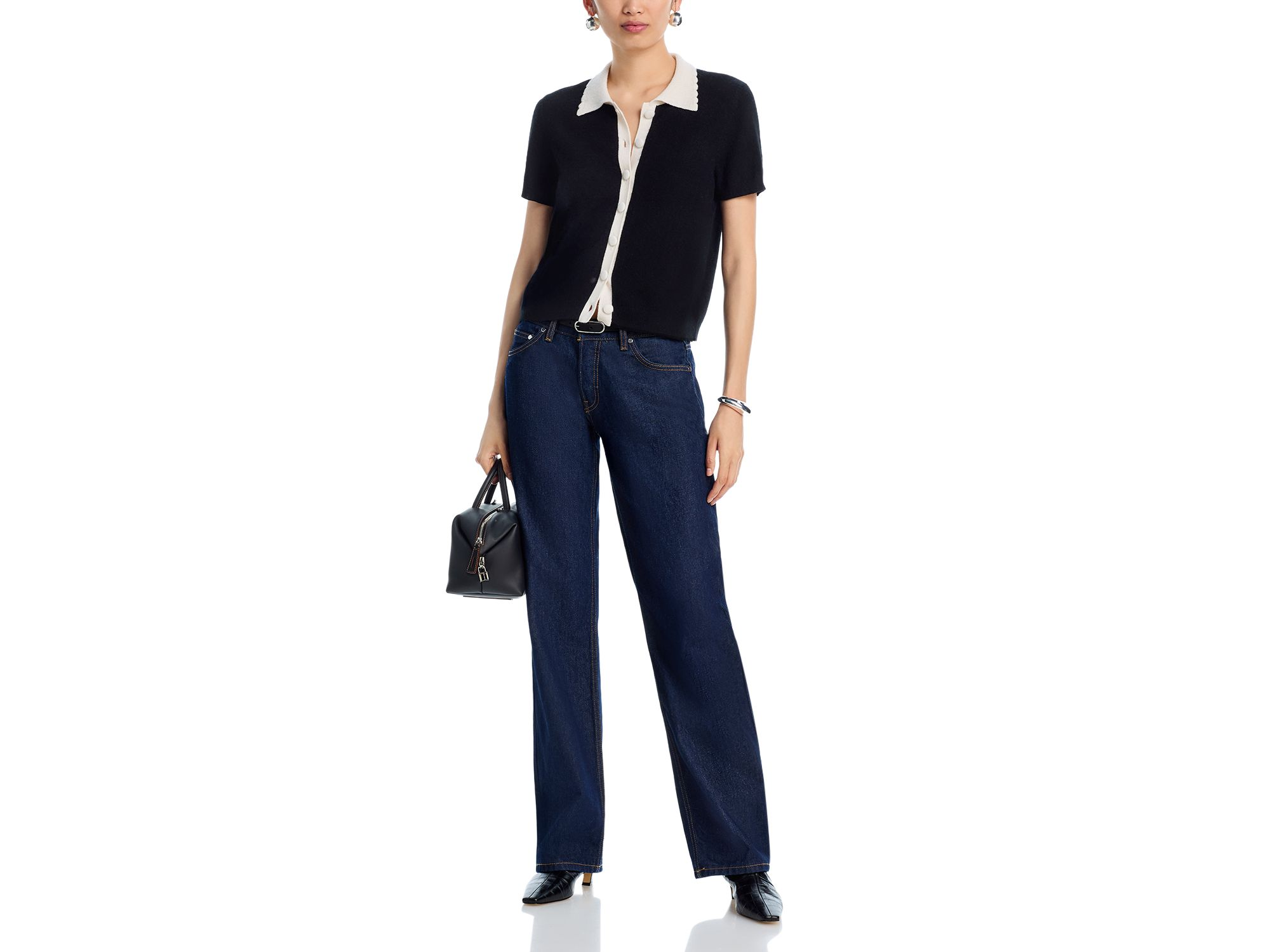 100% Cashmere Short Sleeve Colorblock Cardigan - Exclusive — Image 5