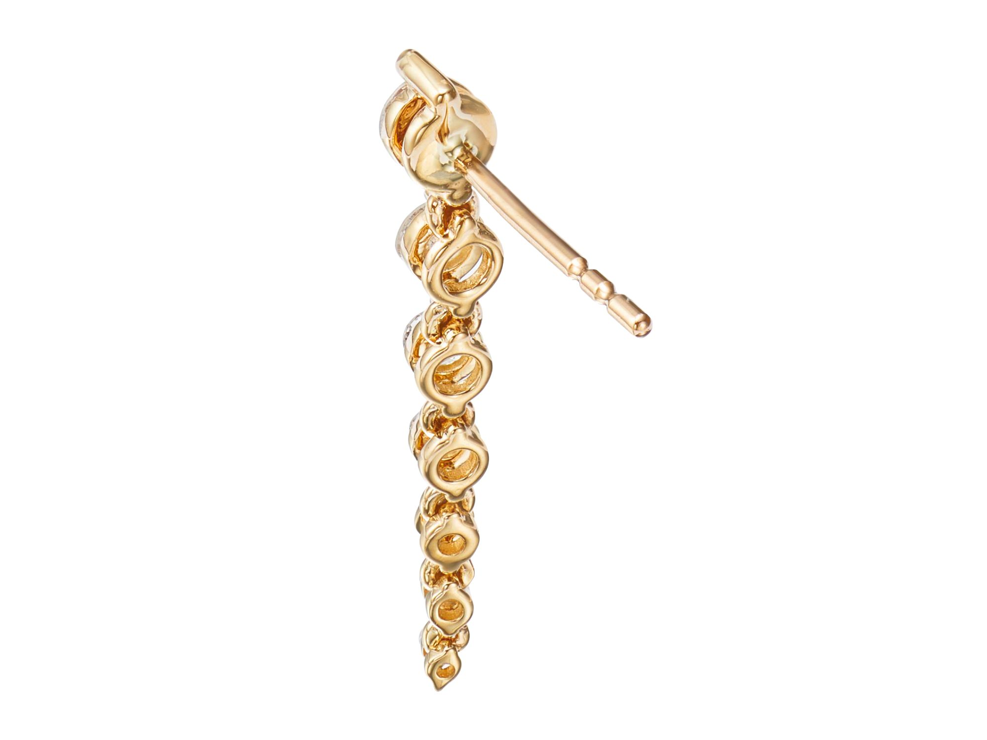 Diamond Graduated Linear Drop Earrings in 14K Yellow Gold, 0.5 tcw — Image 3