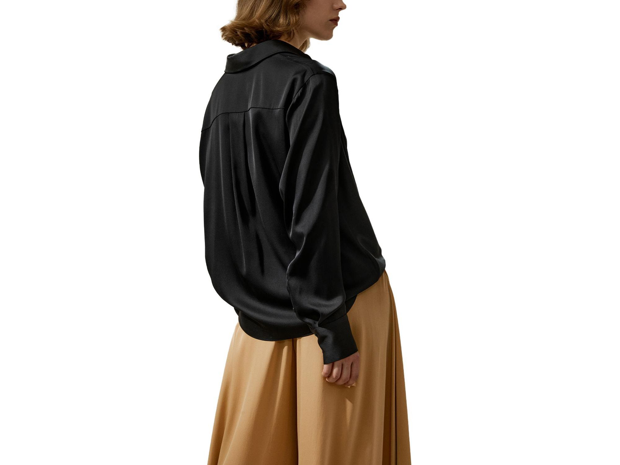 Hem Pleated Silk Blouse — Image 3