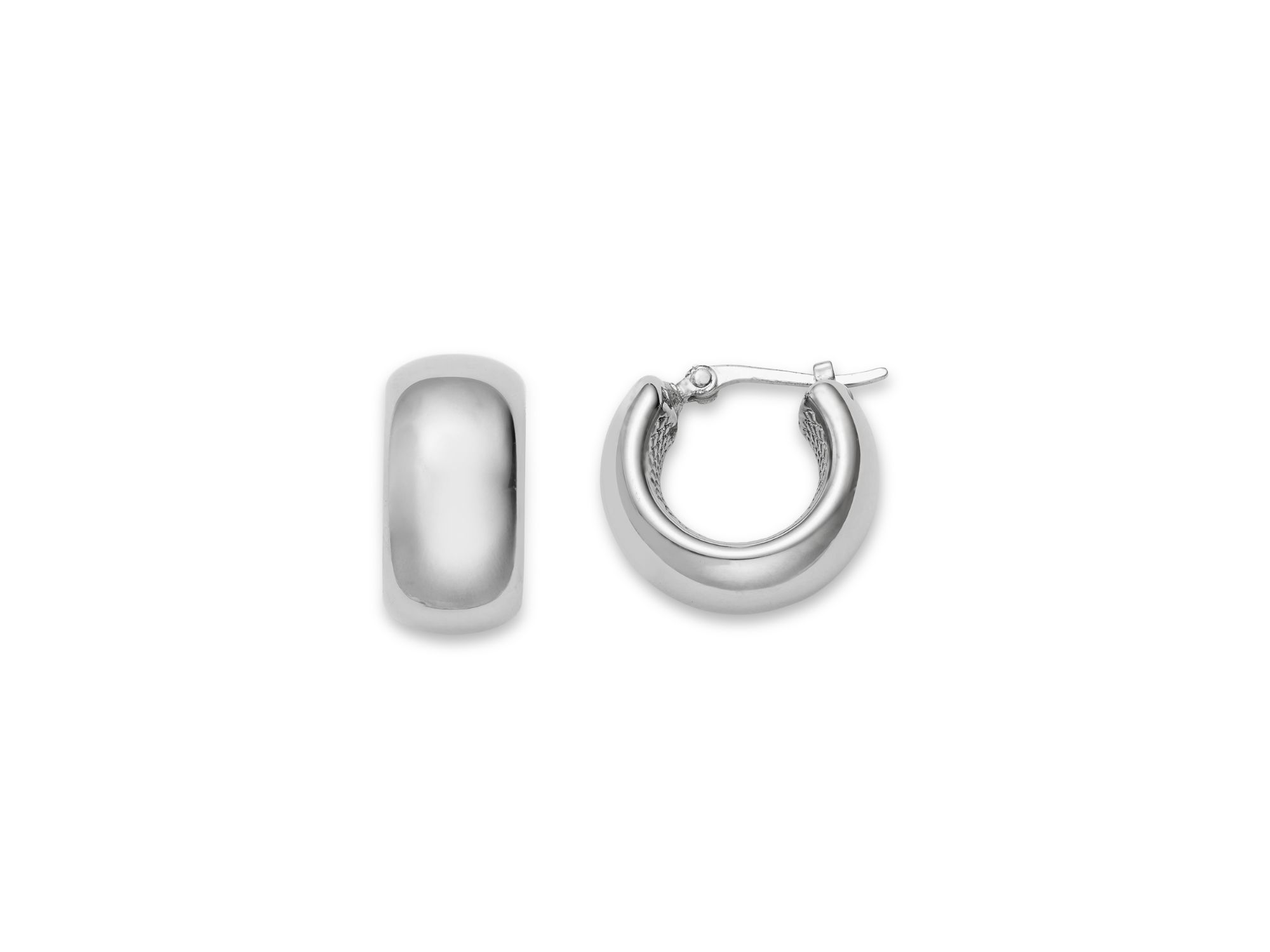 Polished Wide Huggie Hoop Earrings in Sterling — Image 3