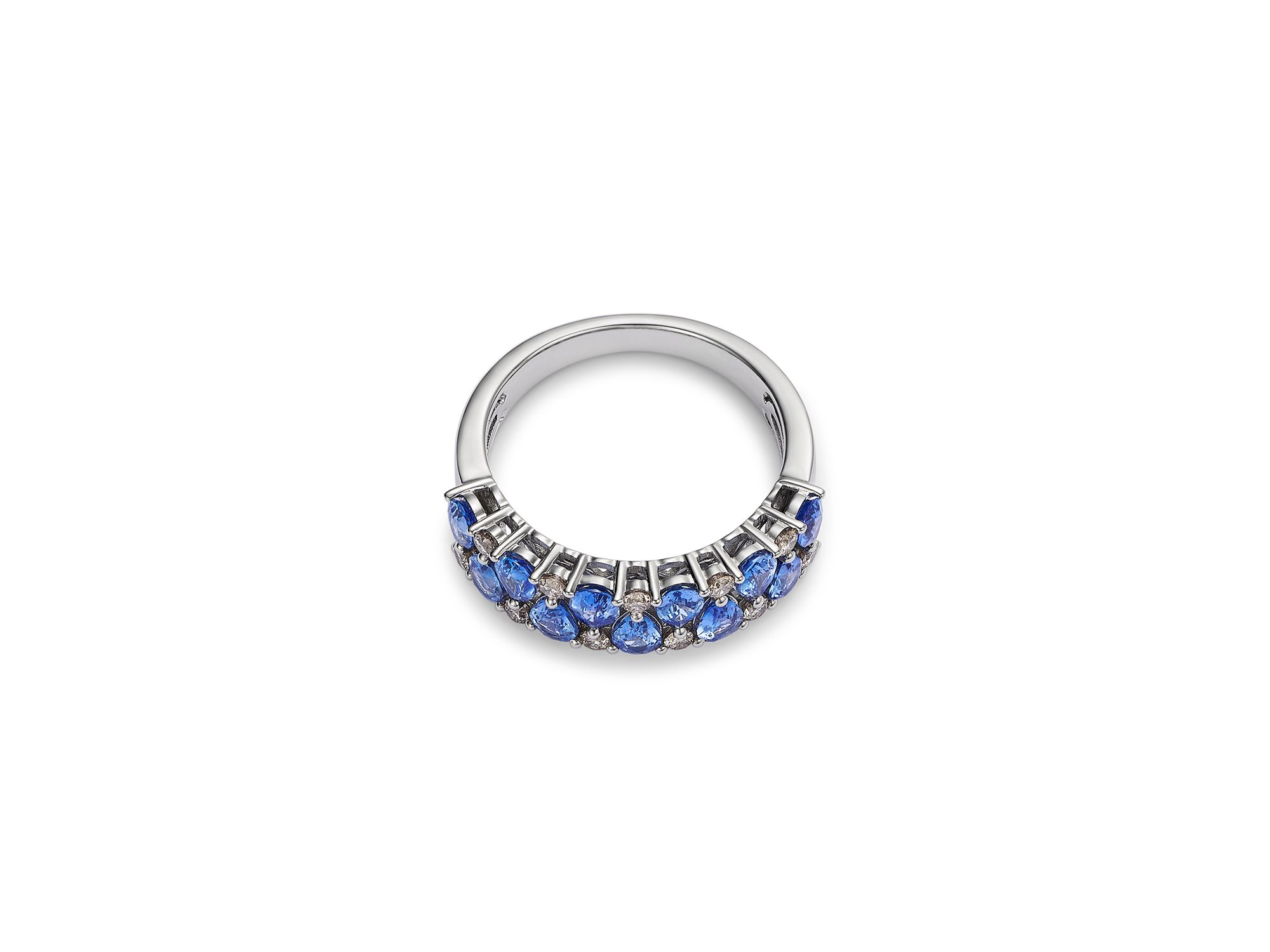 Sapphire & Diamond Band Ring in 14K White Gold — Image 3
