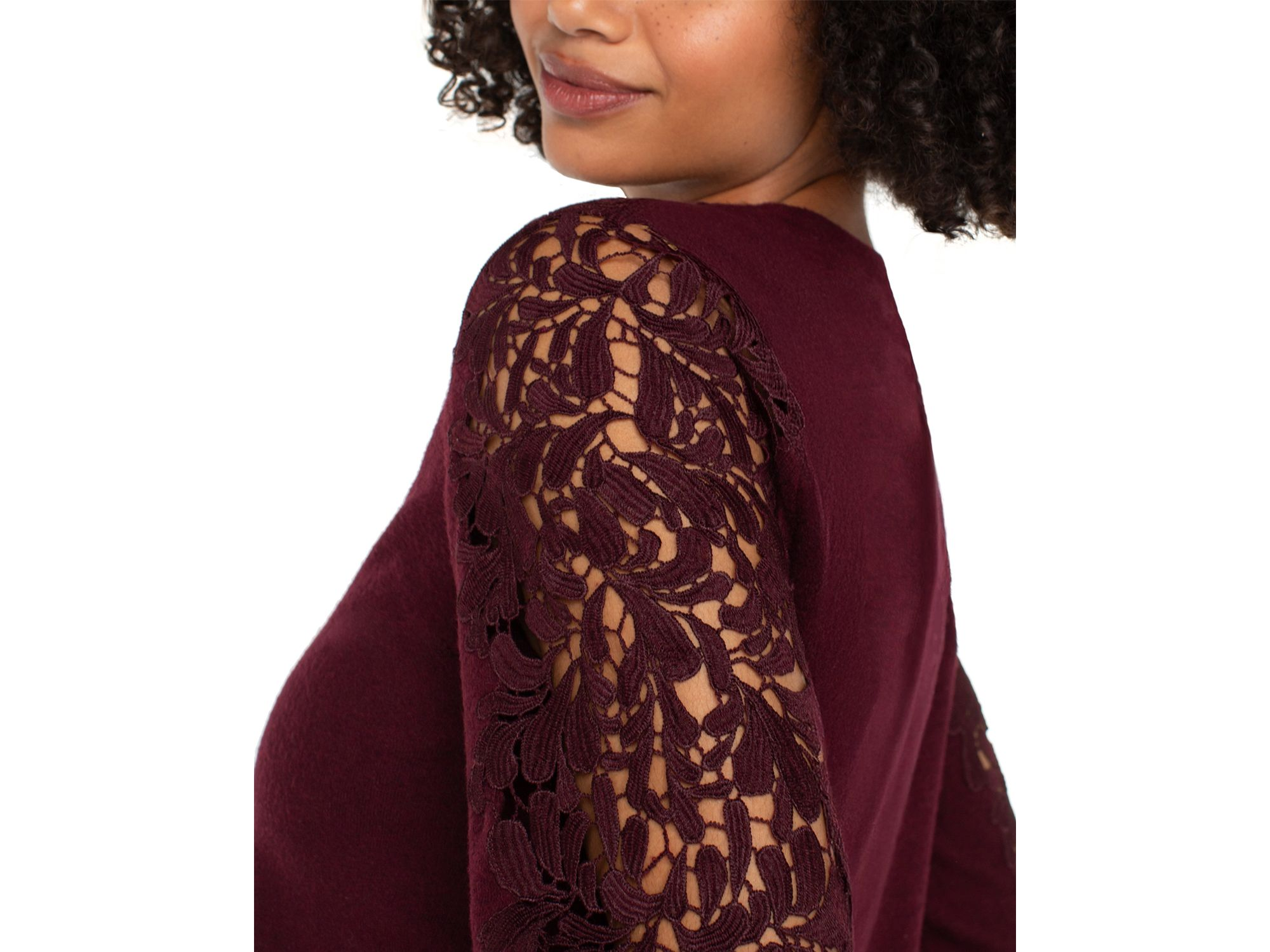 Lace Trim Crewneck Sweater — Image 4