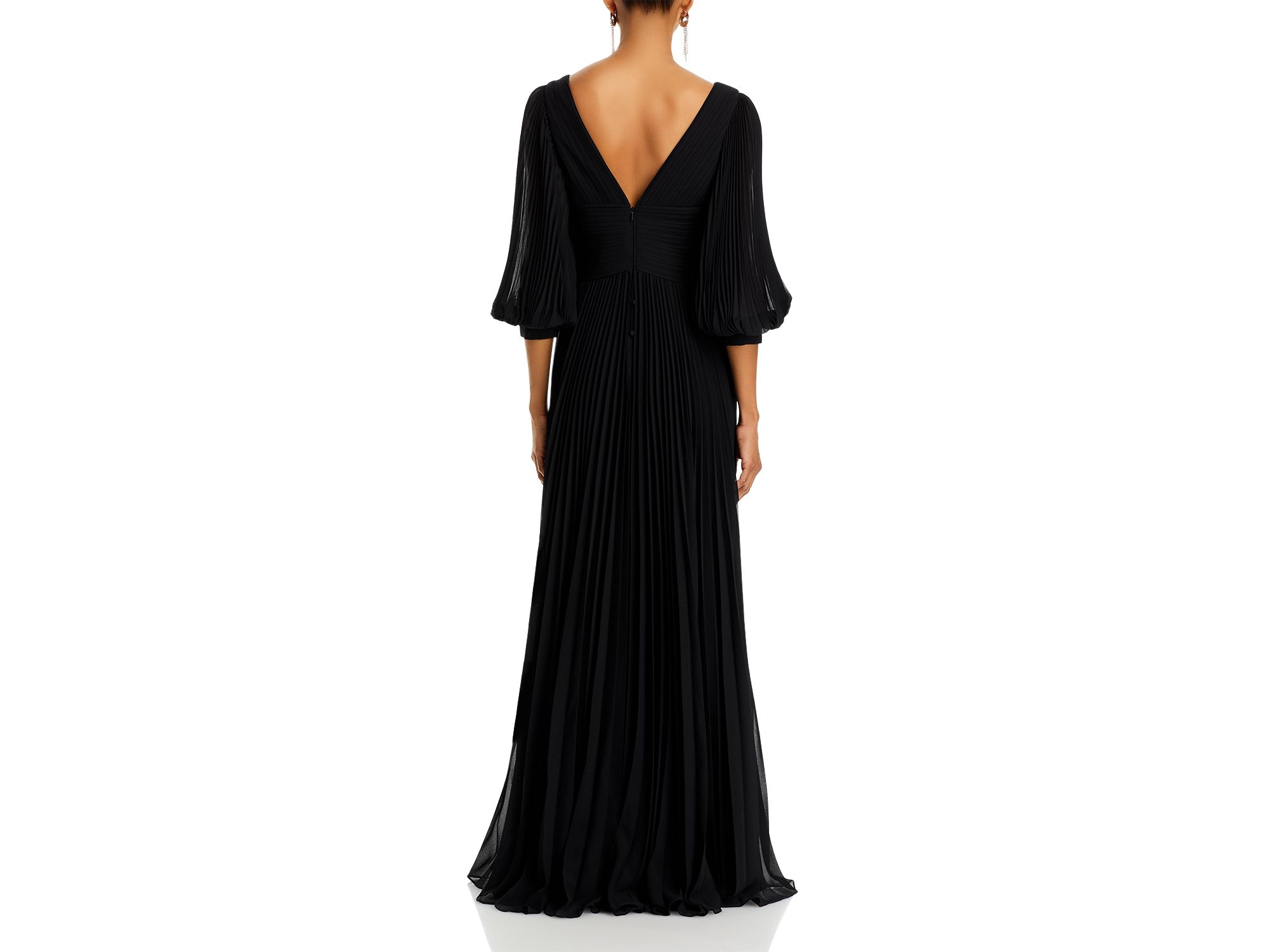 Chiffon Pleated V Neck Gown — Image 5