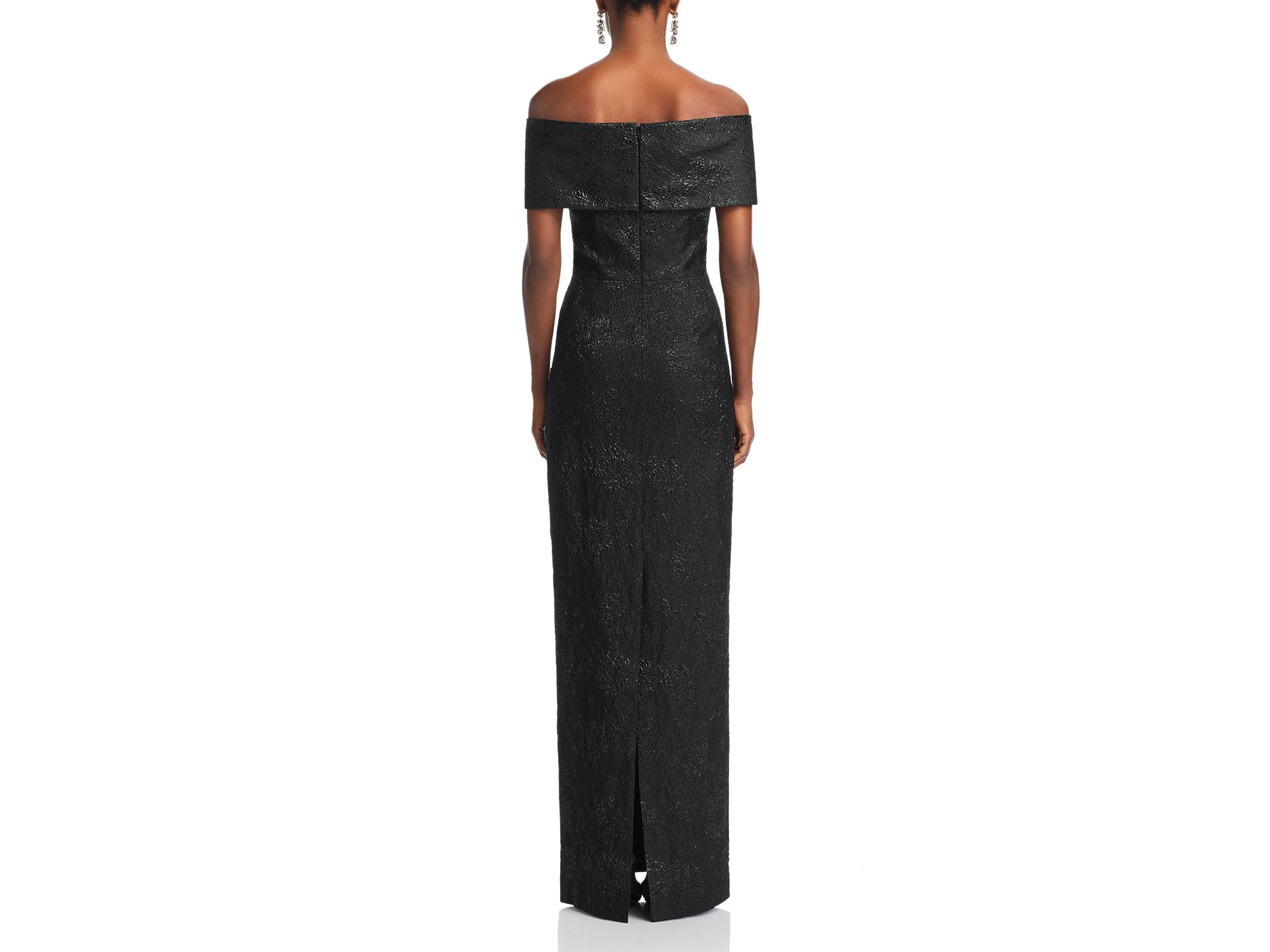 Metallic Off-the-Shoulder Jacquard Gown — Image 5