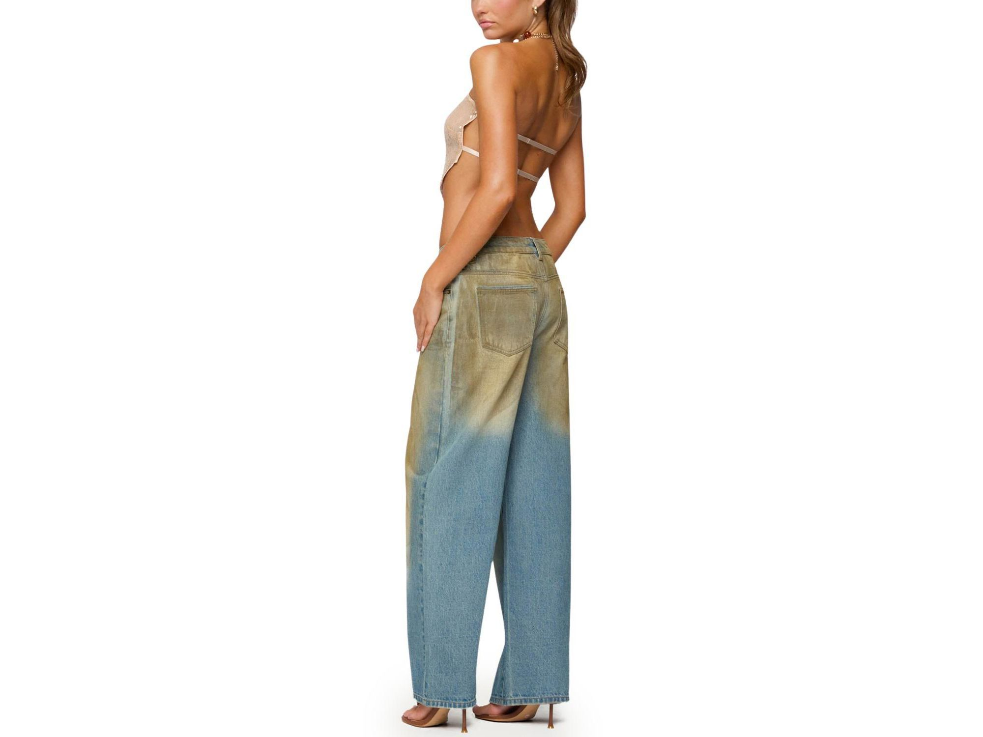 Sequin Backless Triangle Strapless Top — Image 3