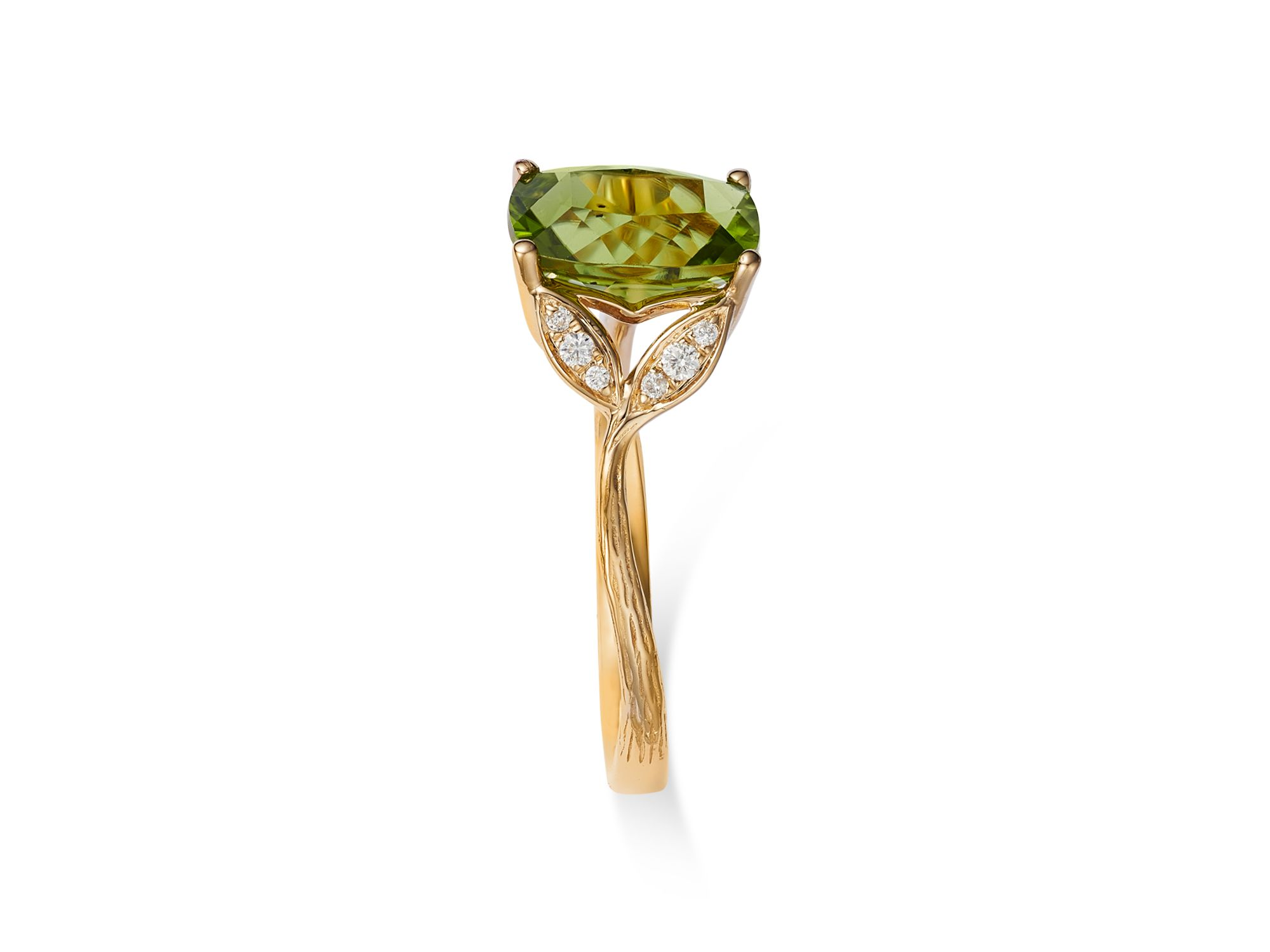 Peridot & Diamond Statement Ring in 14K Yellow Gold — Image 4