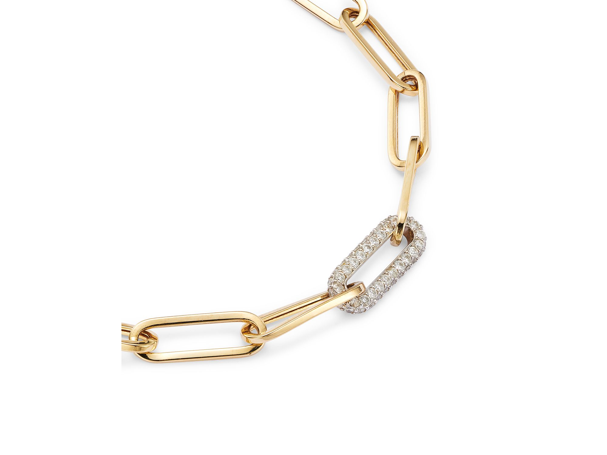 Diamond Paperclip Bracelet in 14K White & Yellow Gold, 0.60 tcw — Image 3
