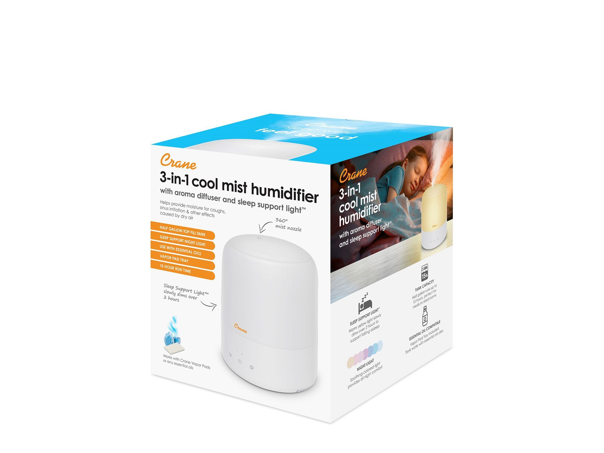 3 in 1 Compact Humidifier - 0.5 Gallon with Sleep Support Light & Aroma Diffuser — Image 6