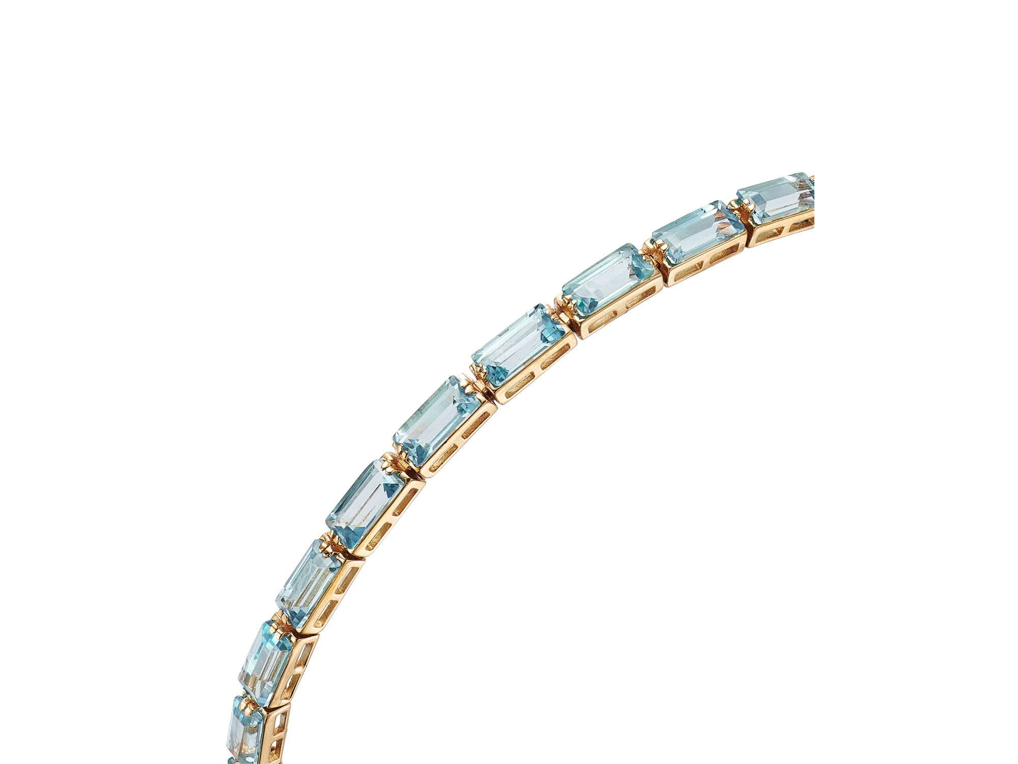 Swiss Blue Topaz Bangle Bracelet in 14K Yellow Gold — Image 4