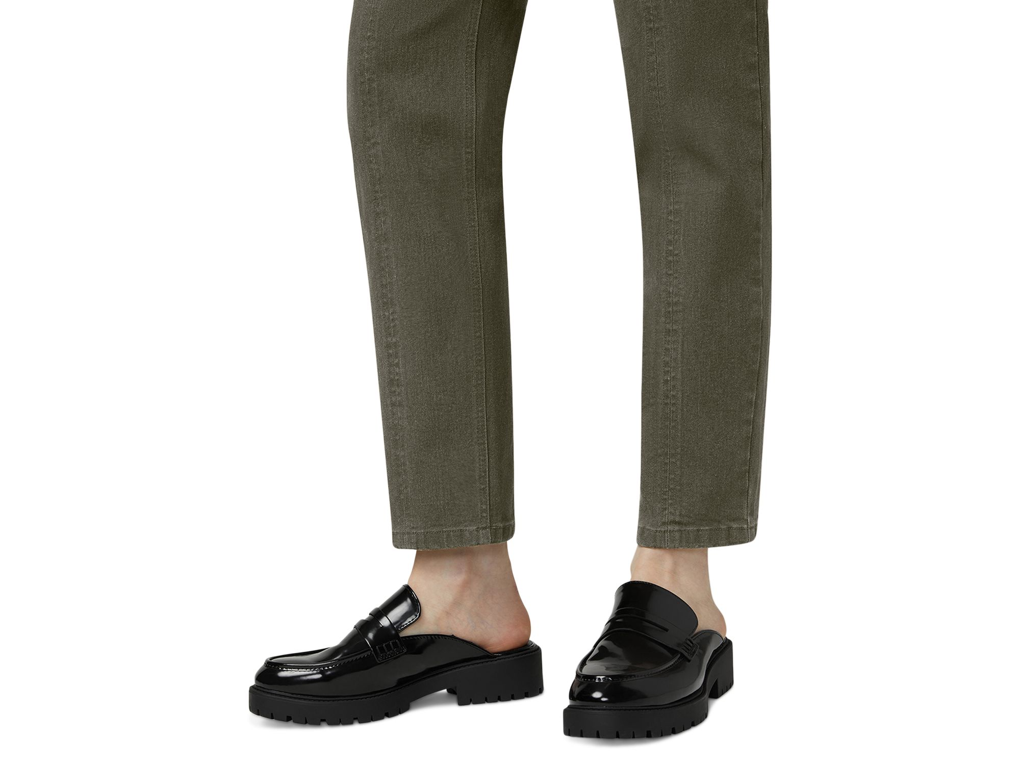 Mid Rise Straight Jeans in Olive Night — Image 3