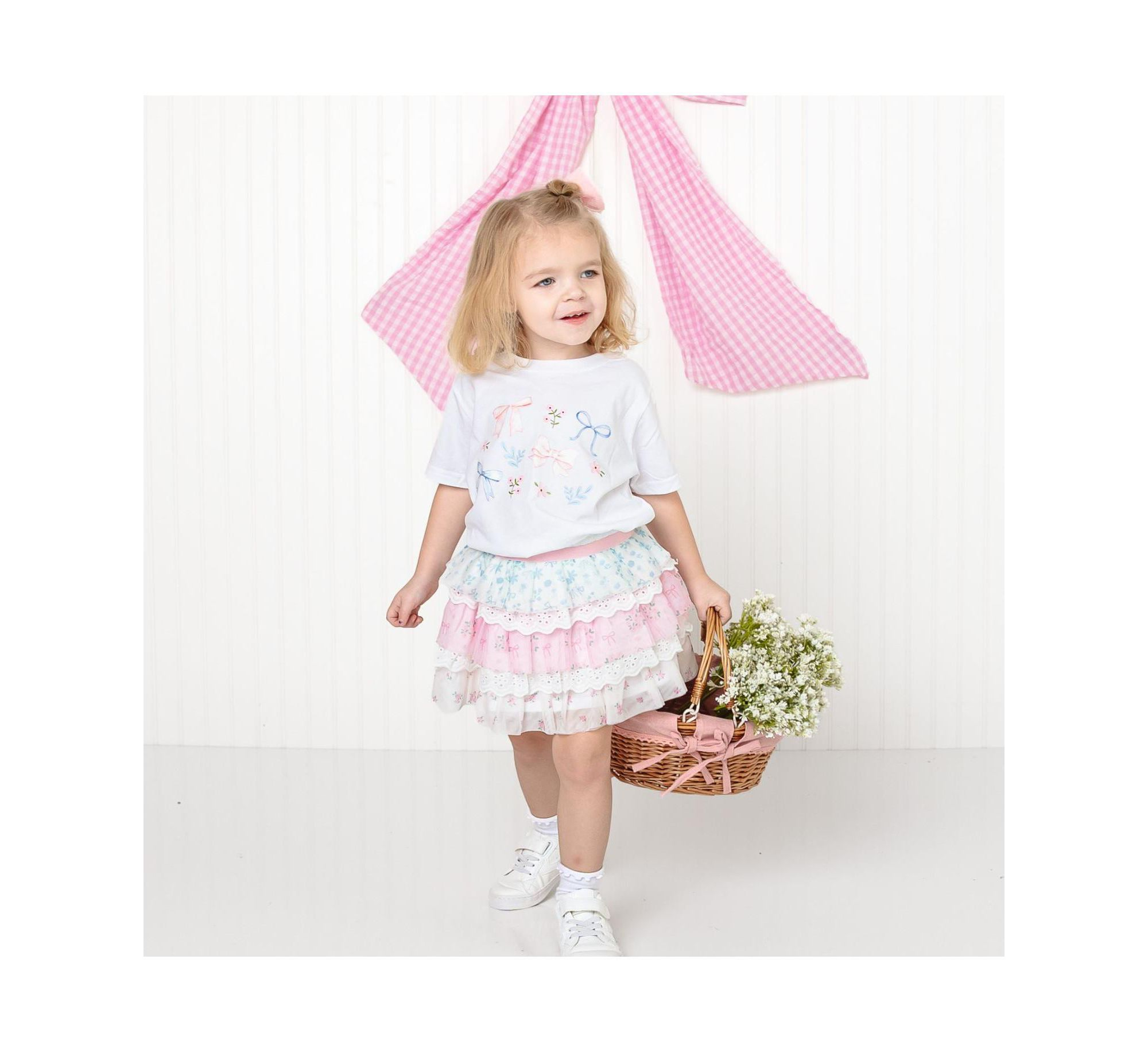 Girls' Floral & Bow Watercolor Short Sleeve T-Shirt - Baby, Little Kid — Image 4