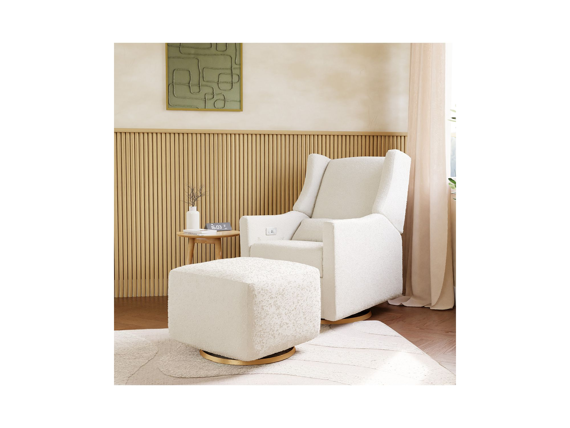 Kiwi Bouclé Gliding Ottoman — Image 8