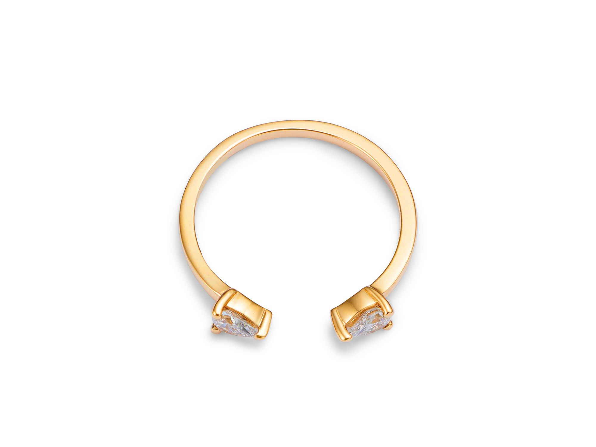 14K Yellow Gold Lab Grown Pear Cut Cuff Ring — Image 3