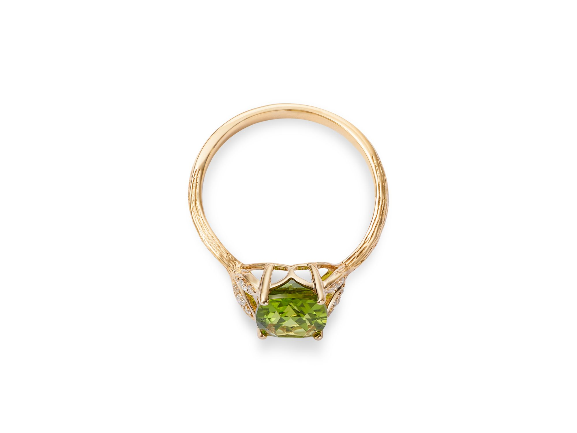 Peridot & Diamond Statement Ring in 14K Yellow Gold — Image 3