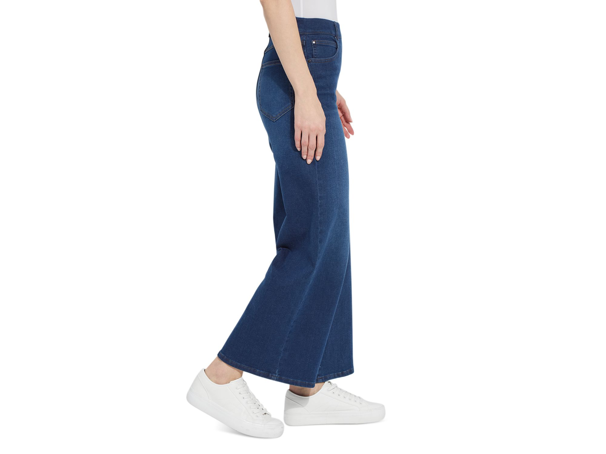 Sylvie Pull On Wide Leg Jeans in Indigo — Image 3