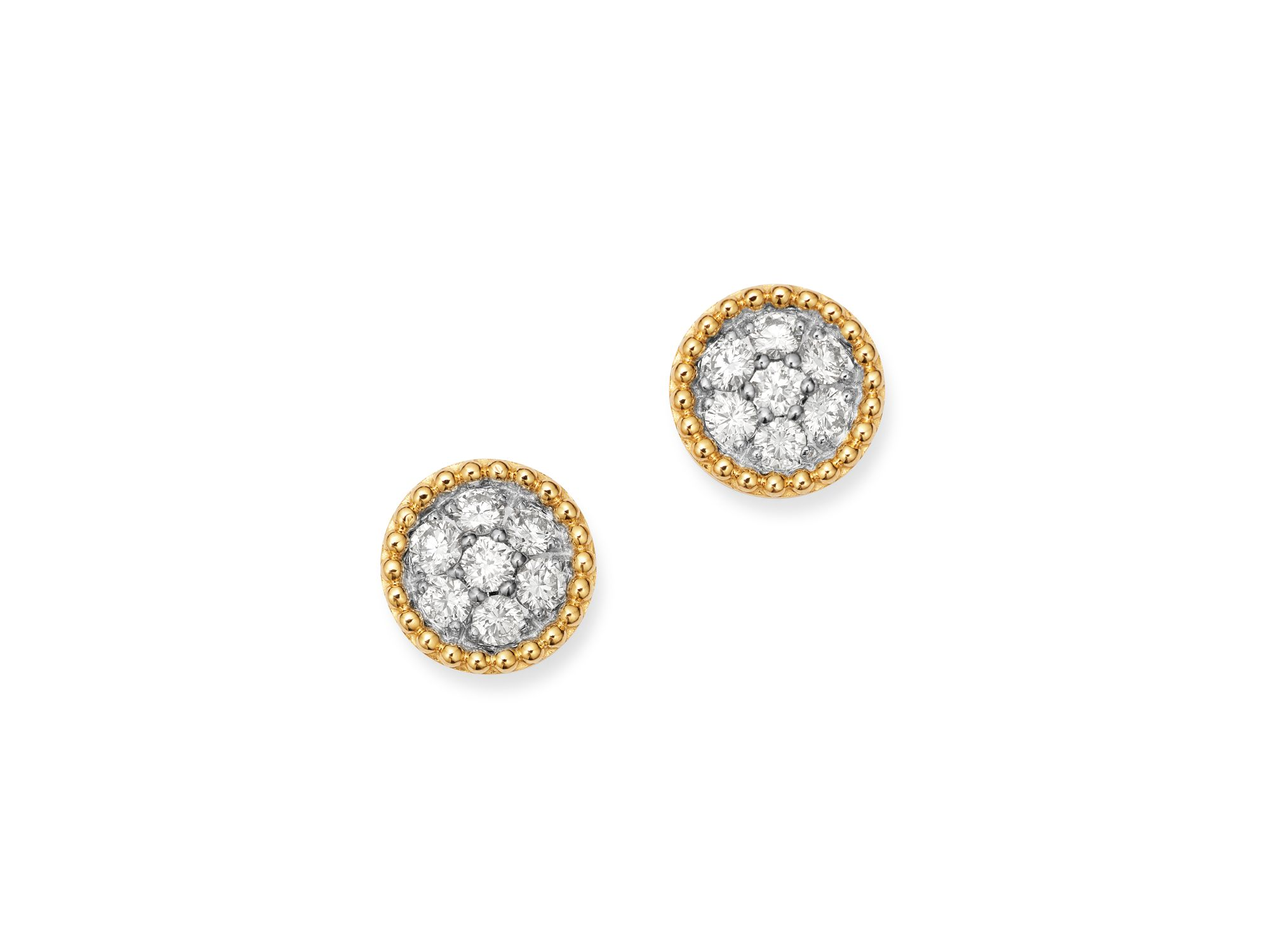 Cluster Diamond Milgrain Stud Earrings in 14K Yellow Gold — Image 7