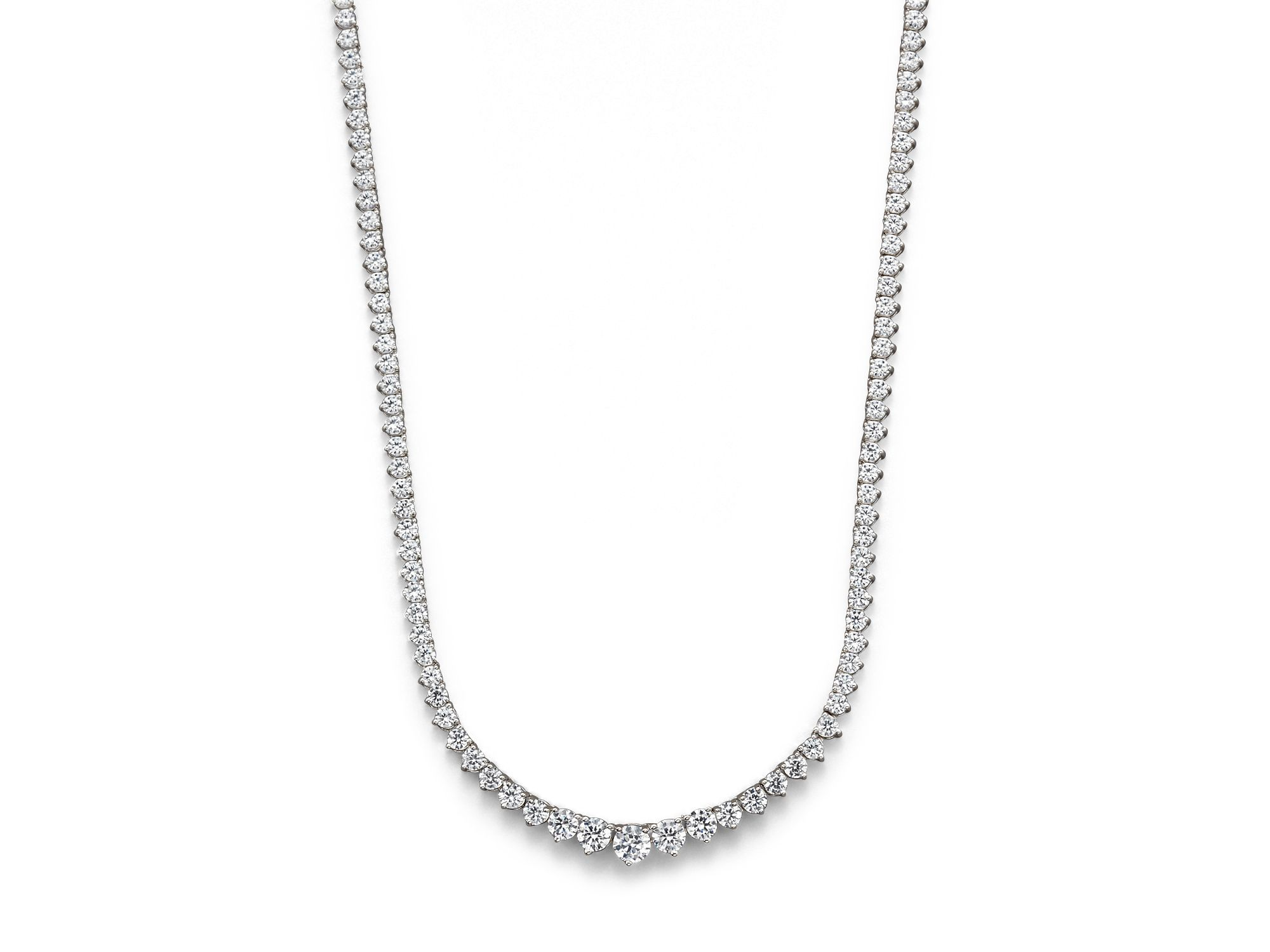 Certified Diamond Tennis Necklace in 14K White Gold, 10.0 tcw — Image 4