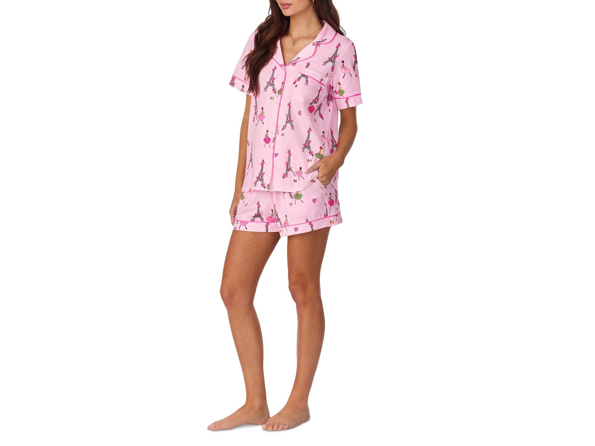 Eiffel Tower Print Shorty Pajama Set — Image 6