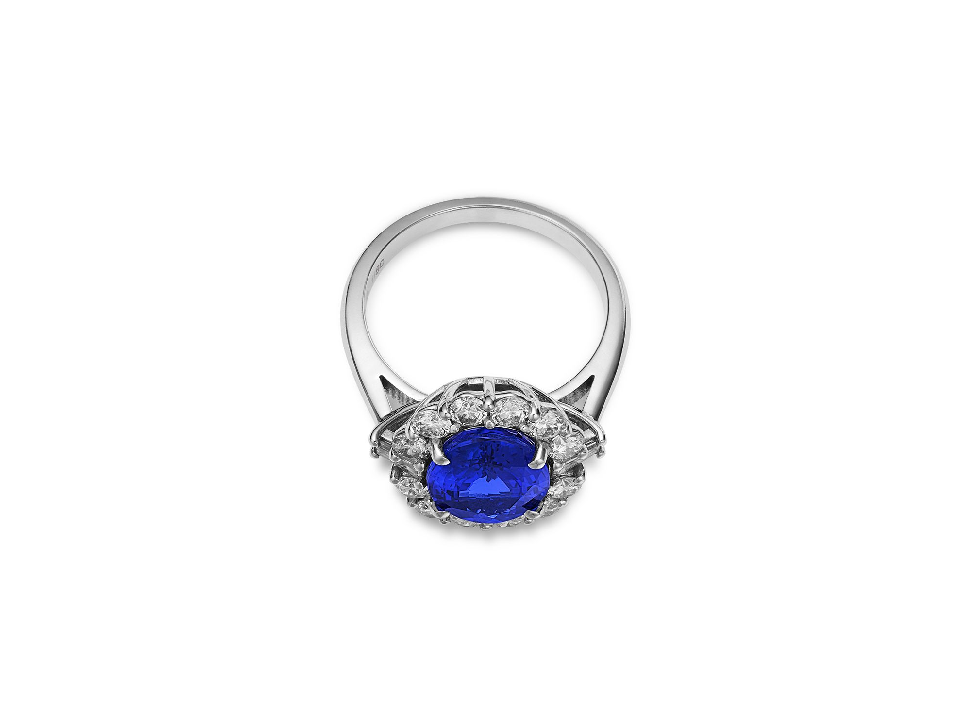 Limited Edition Tanzanite & Diamond Halo Ring in 14K White Gold — Image 3