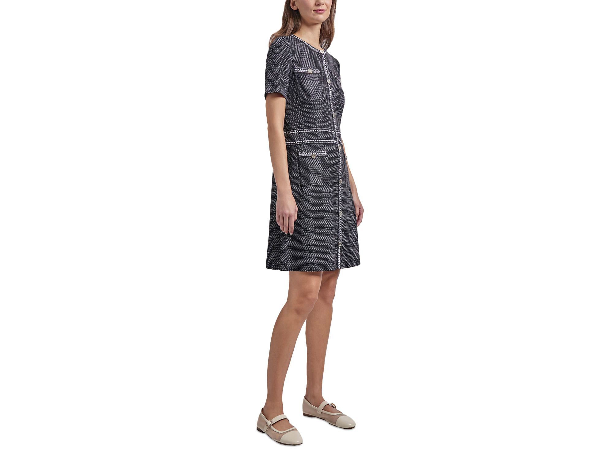 Plaid Button Front Sheath Dress — Image 4