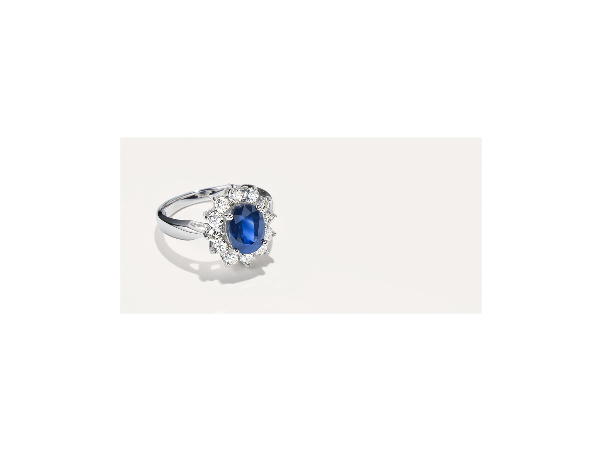 Blue Sapphire and Diamond Statement Ring in 14K White Gold — Image 5