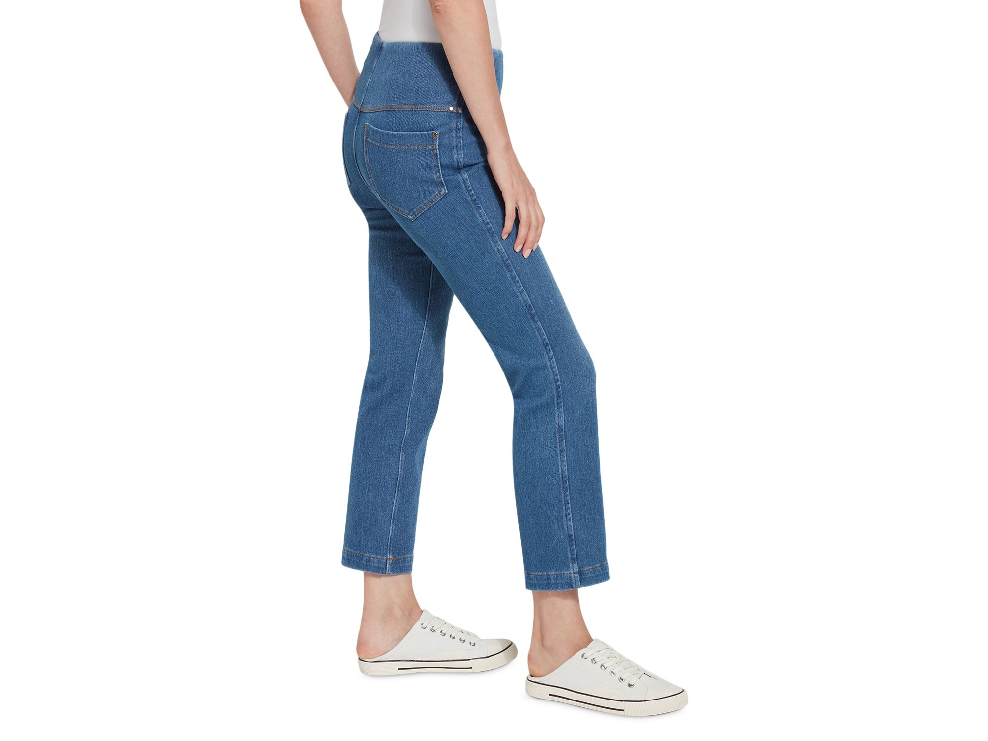 High Rise Ankle Baby Bootcut Jeans in Mid Wash — Image 5