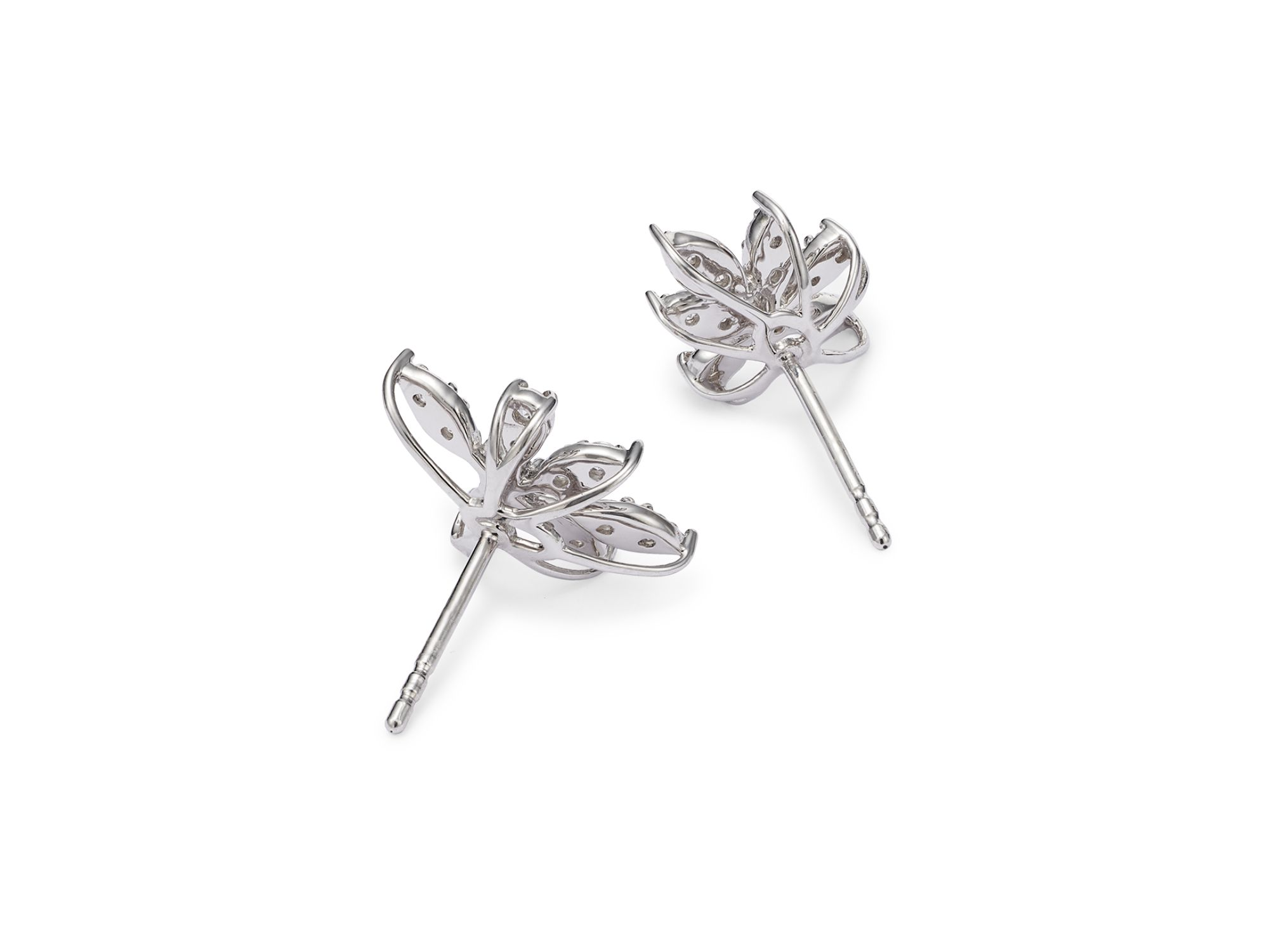 Diamond Starburst Stud Earrings  in 14K White Gold, 0.50 tcw — Image 3