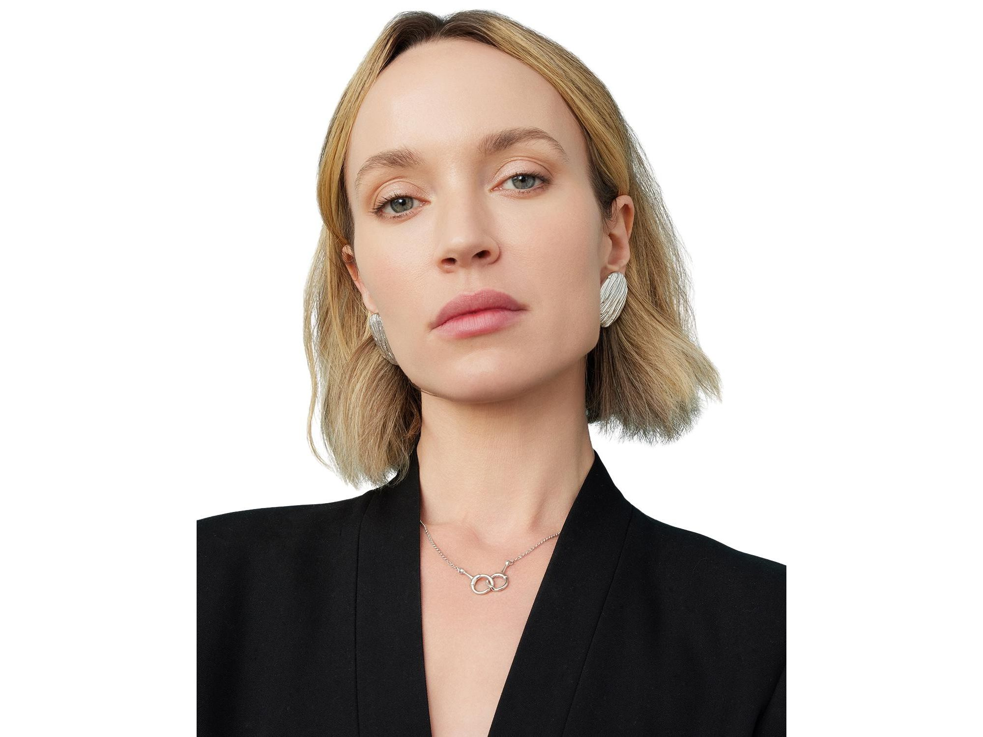 Sterling Linen Button Earrings — Image 4