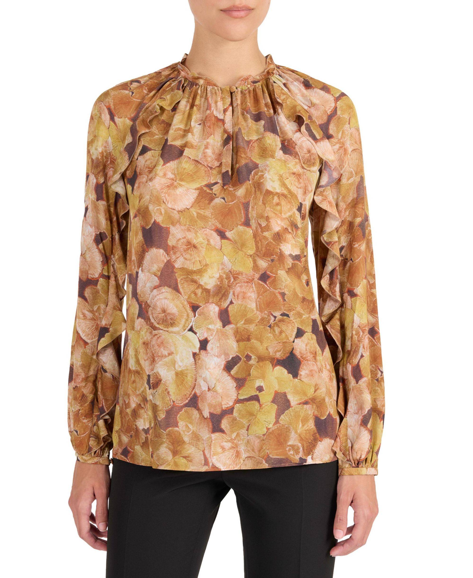 Skyla Long Sleeve Ruffle Blouse in Floral Crepe — Image 4