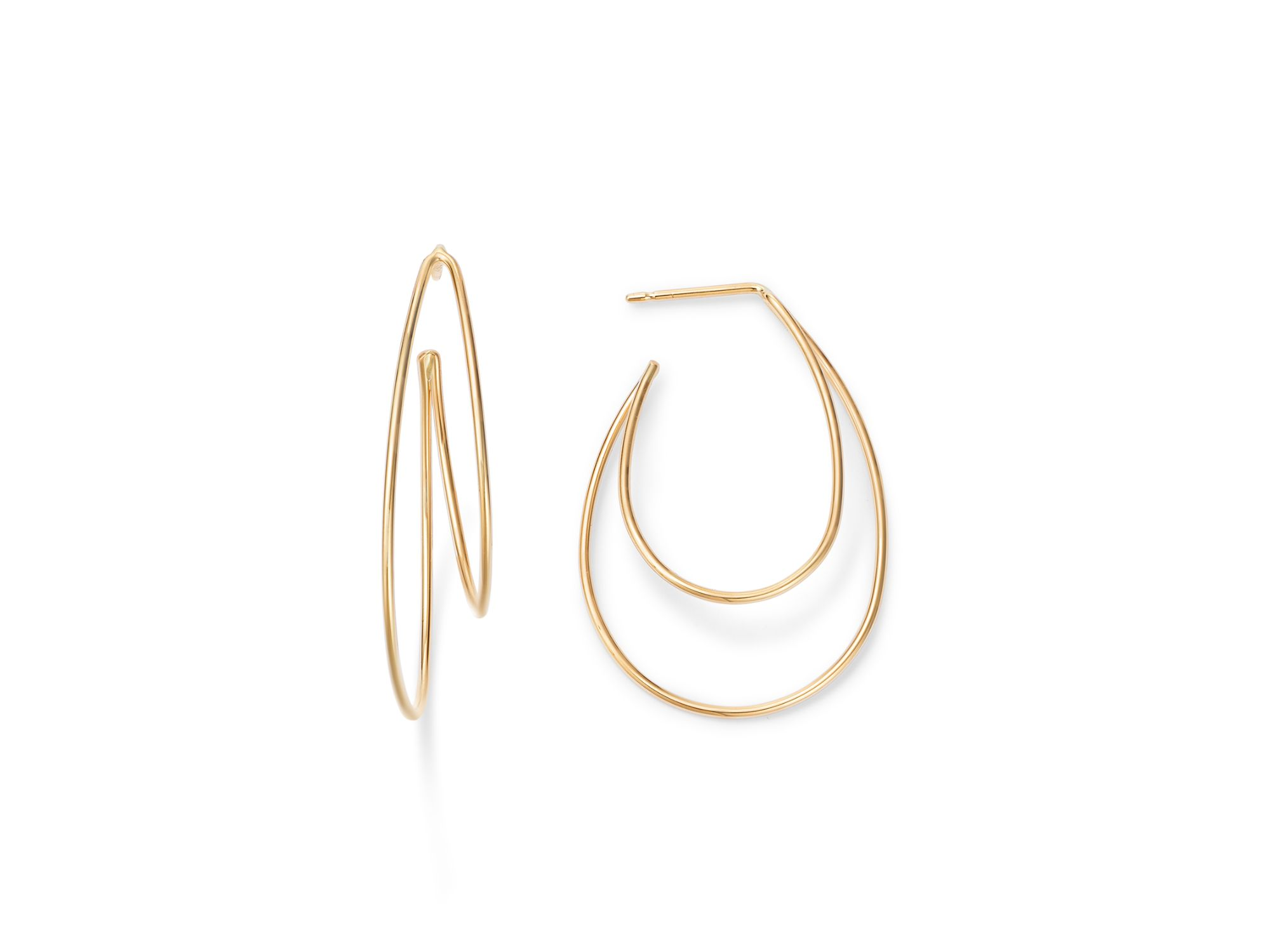 14K Yellow Gold Double Wire Hoop Earrings — Image 3