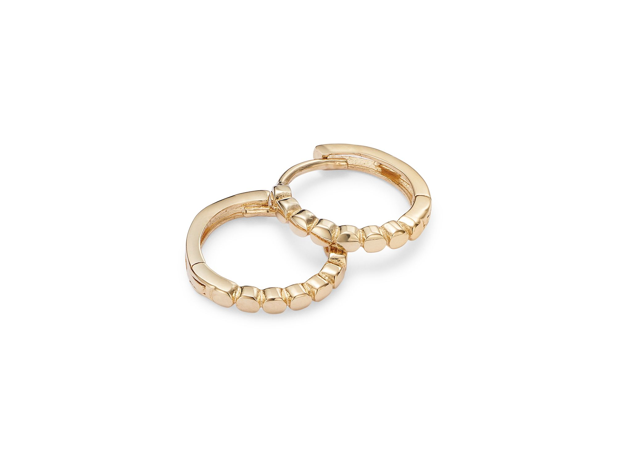 14K Yellow Gold Circle Huggie Hoop Earrings — Image 3