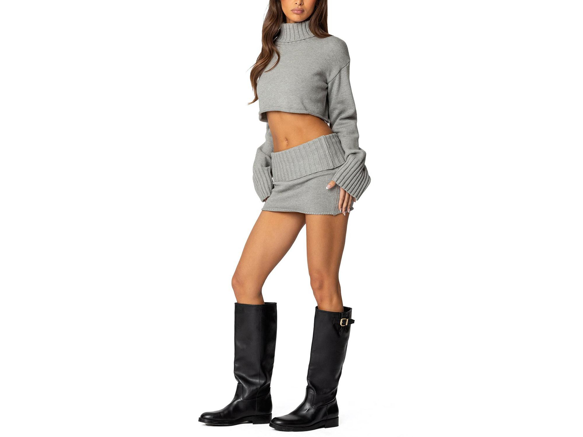 Gino Fold Over Knit Mini Skirt — Image 3