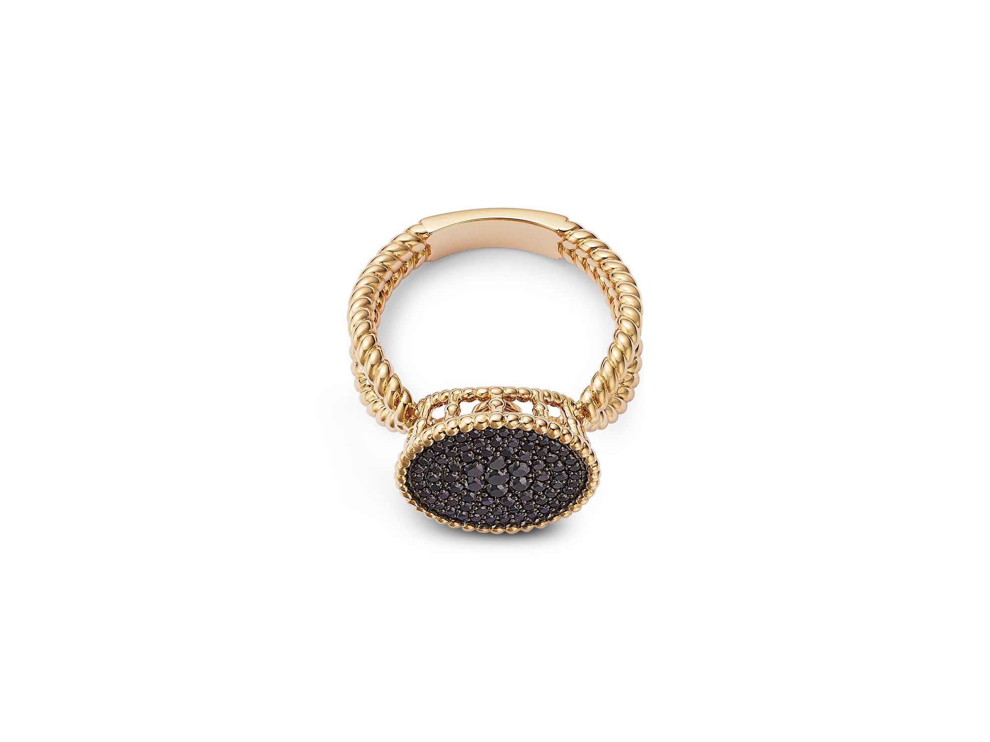 Black Diamond Pavé Cluster Statement Ring in 14K Yellow Gold, 0.5 tcw — Image 3