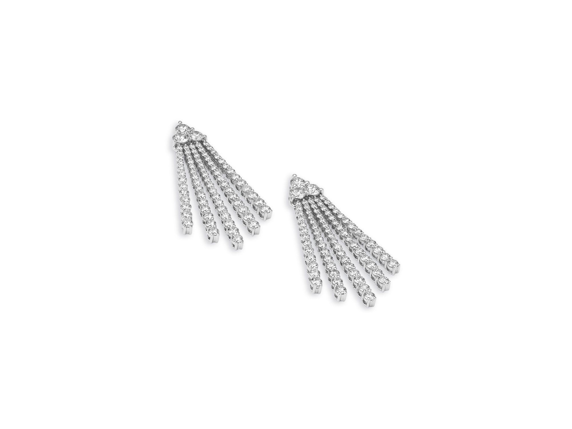 Diamond Cascade Drop Earrings in 14K White Gold, 3.50 tcw — Image 3