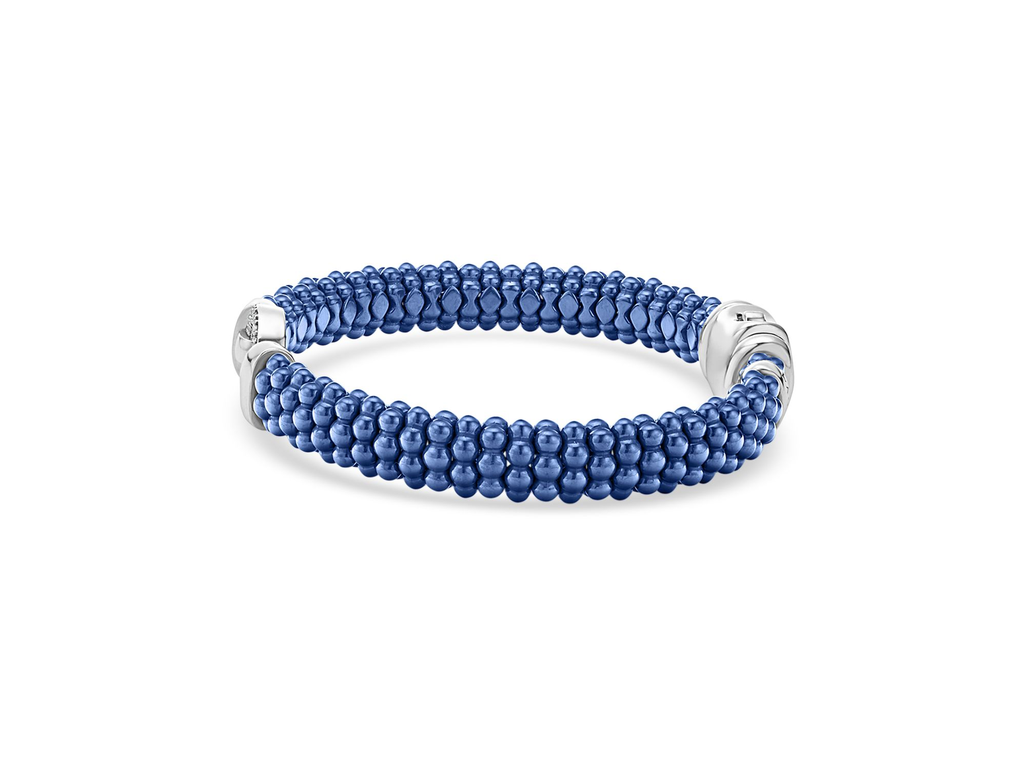 Sterling Silver Ceramic Caviar & Diamond Circle Bracelet — Image 4