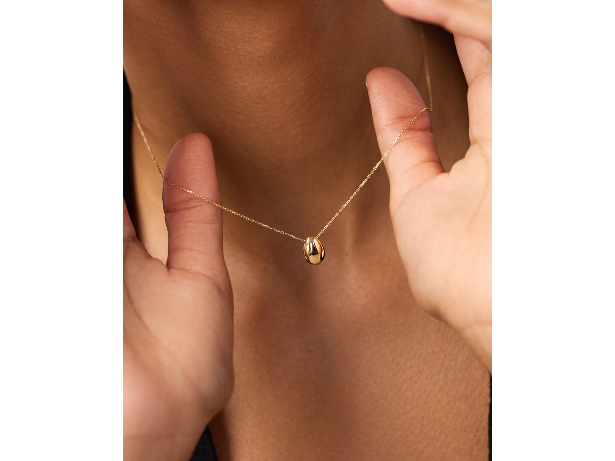 Gold Pendant Necklace - Gold Teardrop Necklace — Image 4