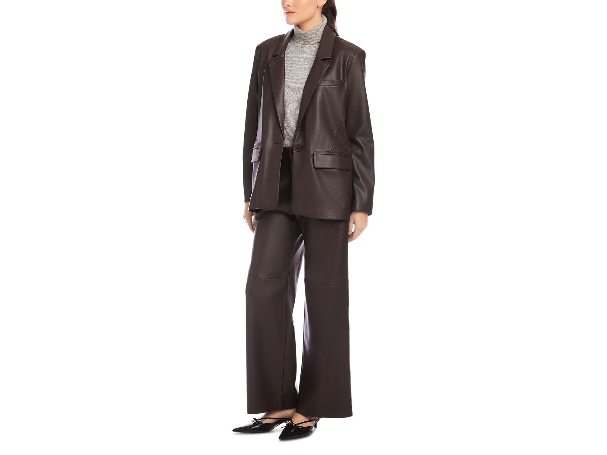 Regan Faux Leather Blazer — Image 5