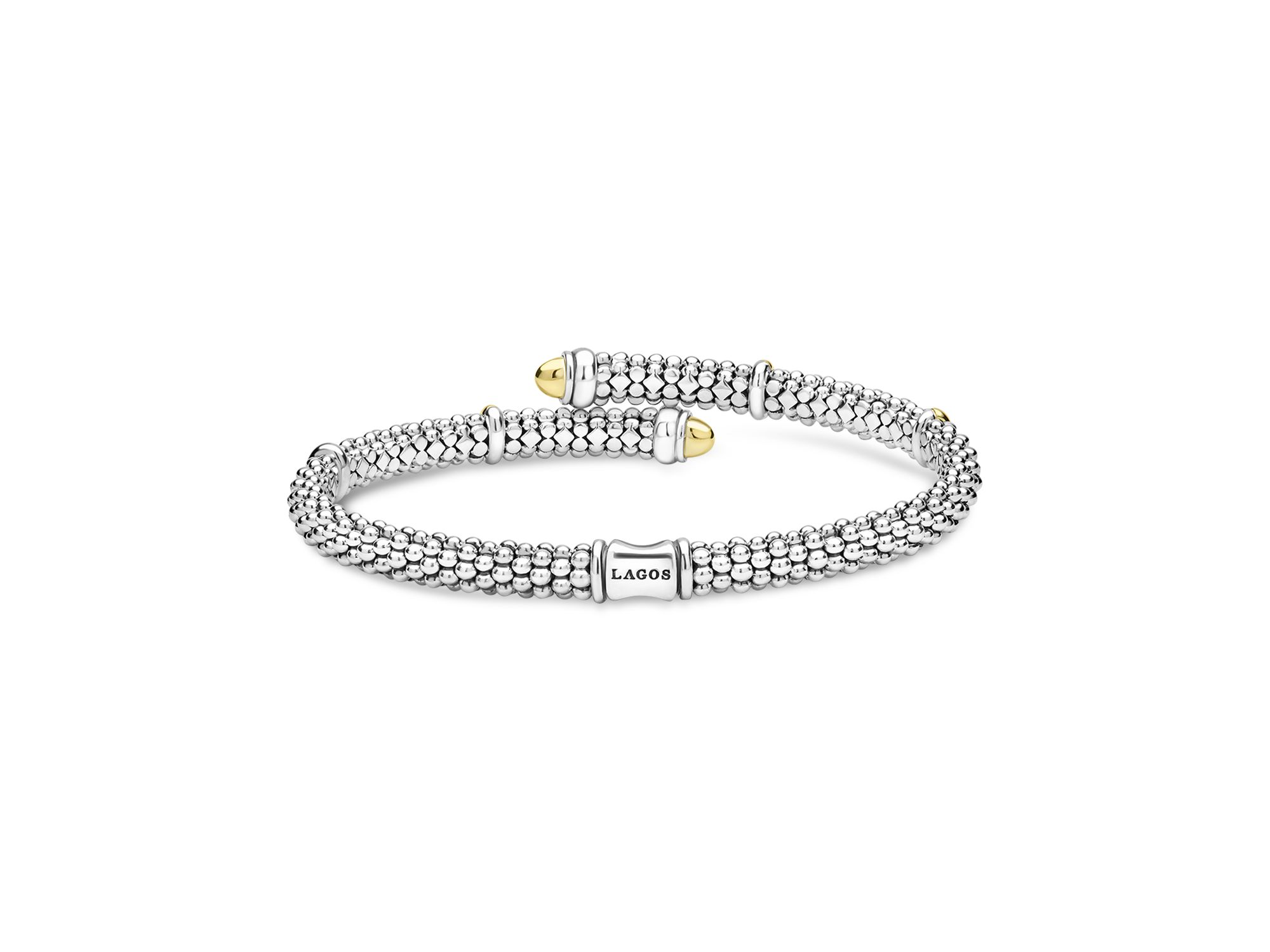 18K Yellow Gold & Sterling Signature Caviar Versa Bypass Bracelet — Image 5