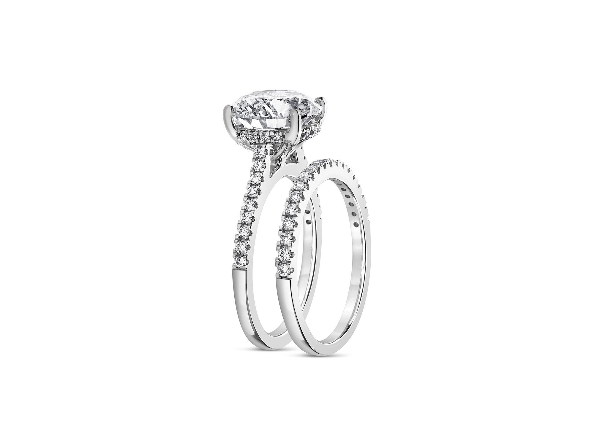 Certified Lab Grown Round Diamond Bridal Set in 18K White Gold, 4.50 tcw — Image 4