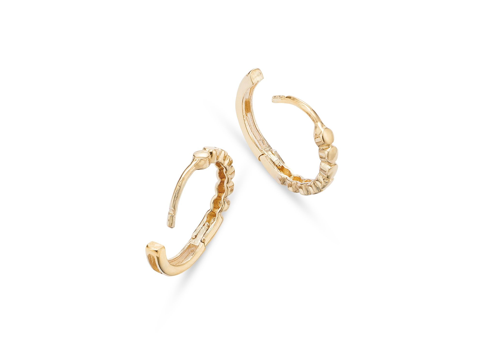 14K Yellow Gold Circle Huggie Hoop Earrings — Image 4