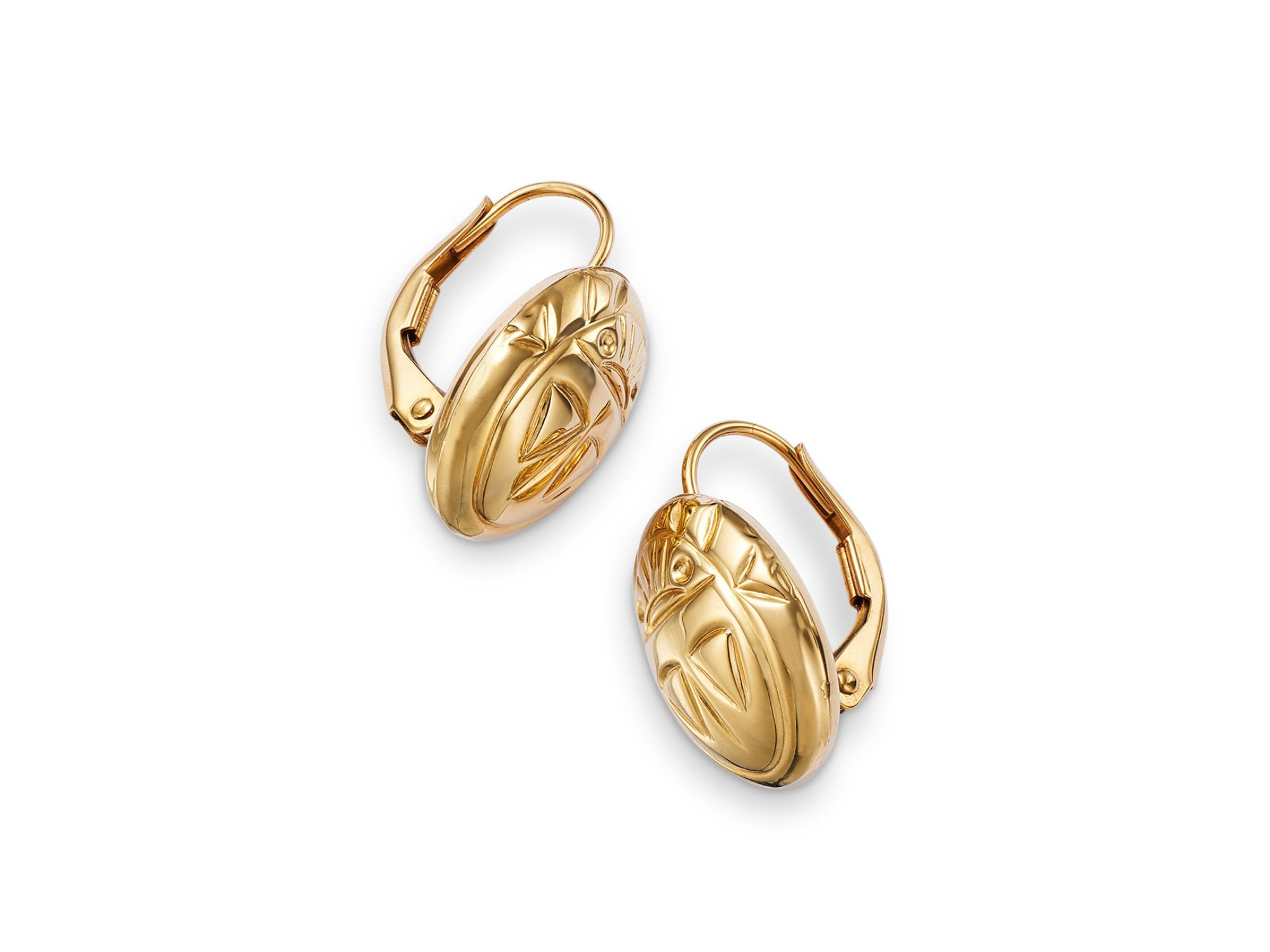 Scarab Drop Earrings in 14K Yellow Gold — Image 3