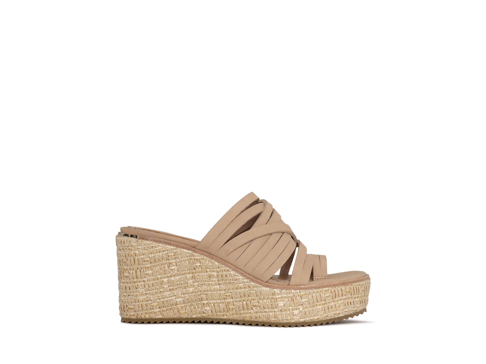 Women's Leather Toe Loop Wedge Slide Sandals — Image 3