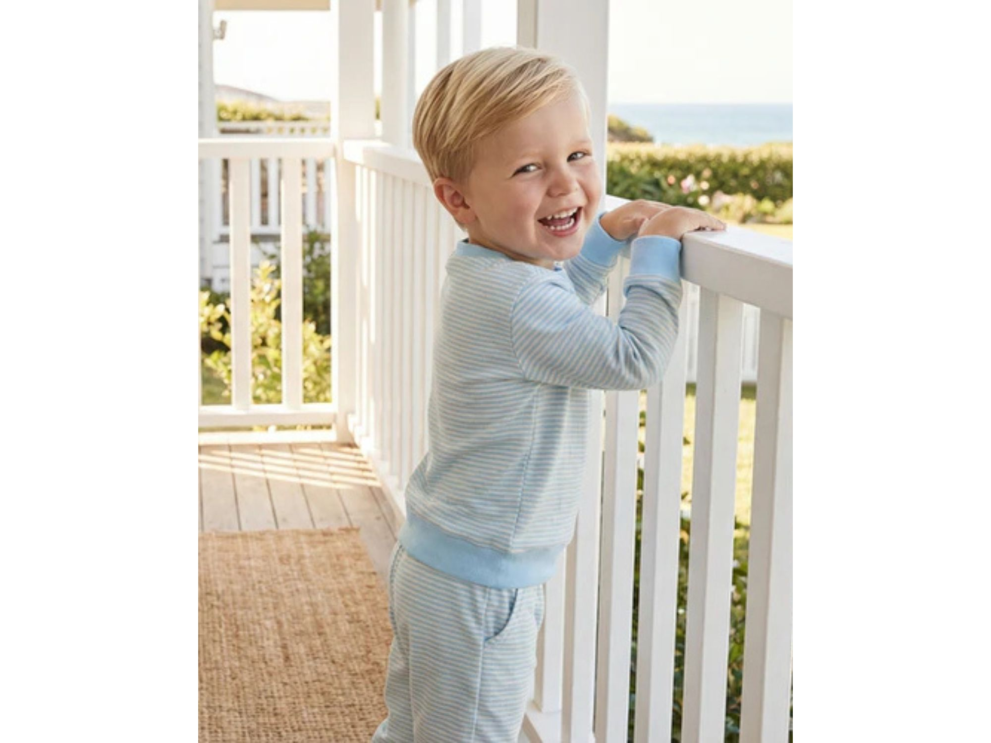 Boys' Seaside Stripe Little Lounger Bamboo Sweatsuit - Baby, Little Kid — Image 3