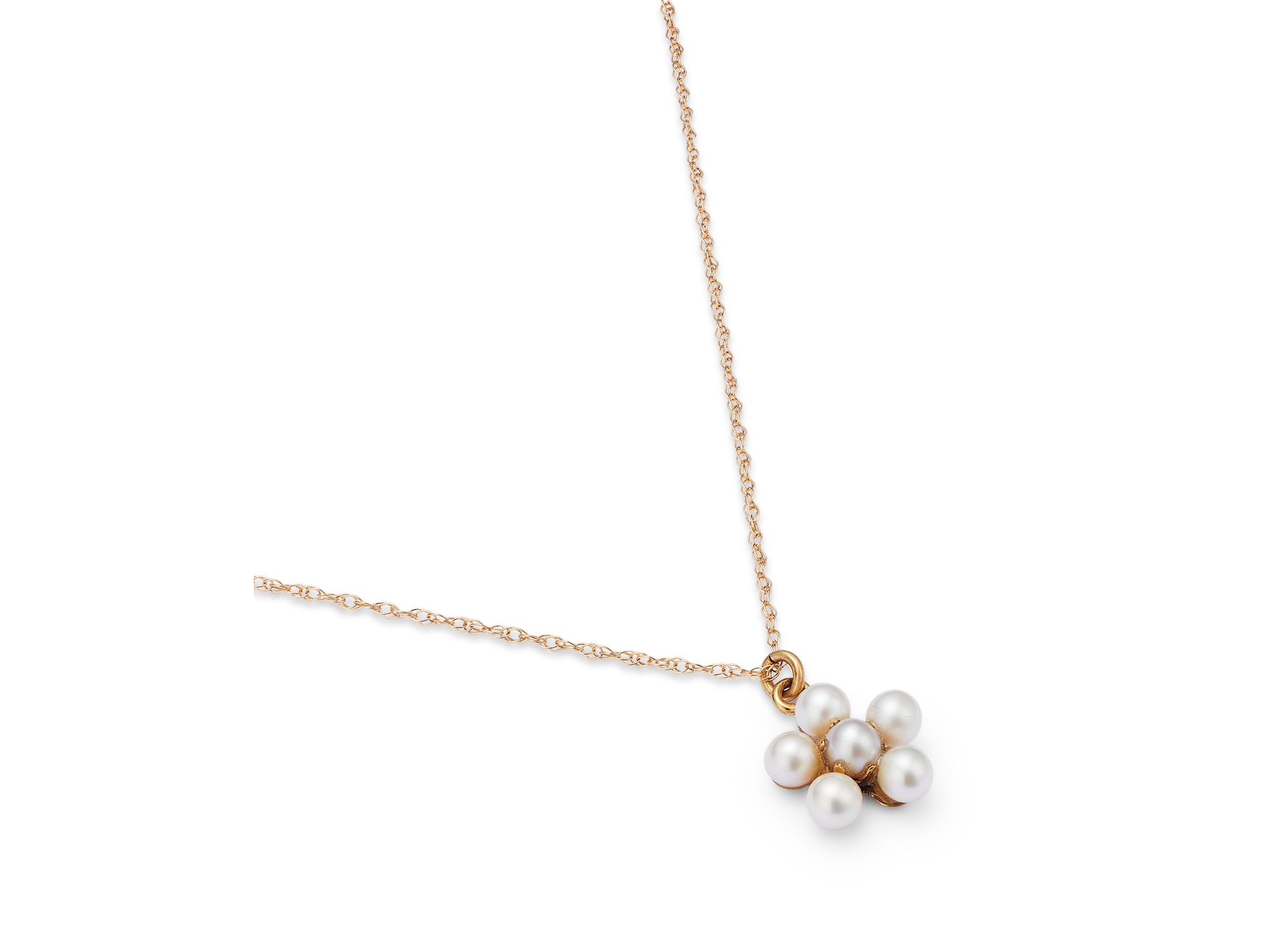 Cultured Freshwater Pearl Flower Pendant Necklace in 14K Yellow Gold, 18" — Image 4