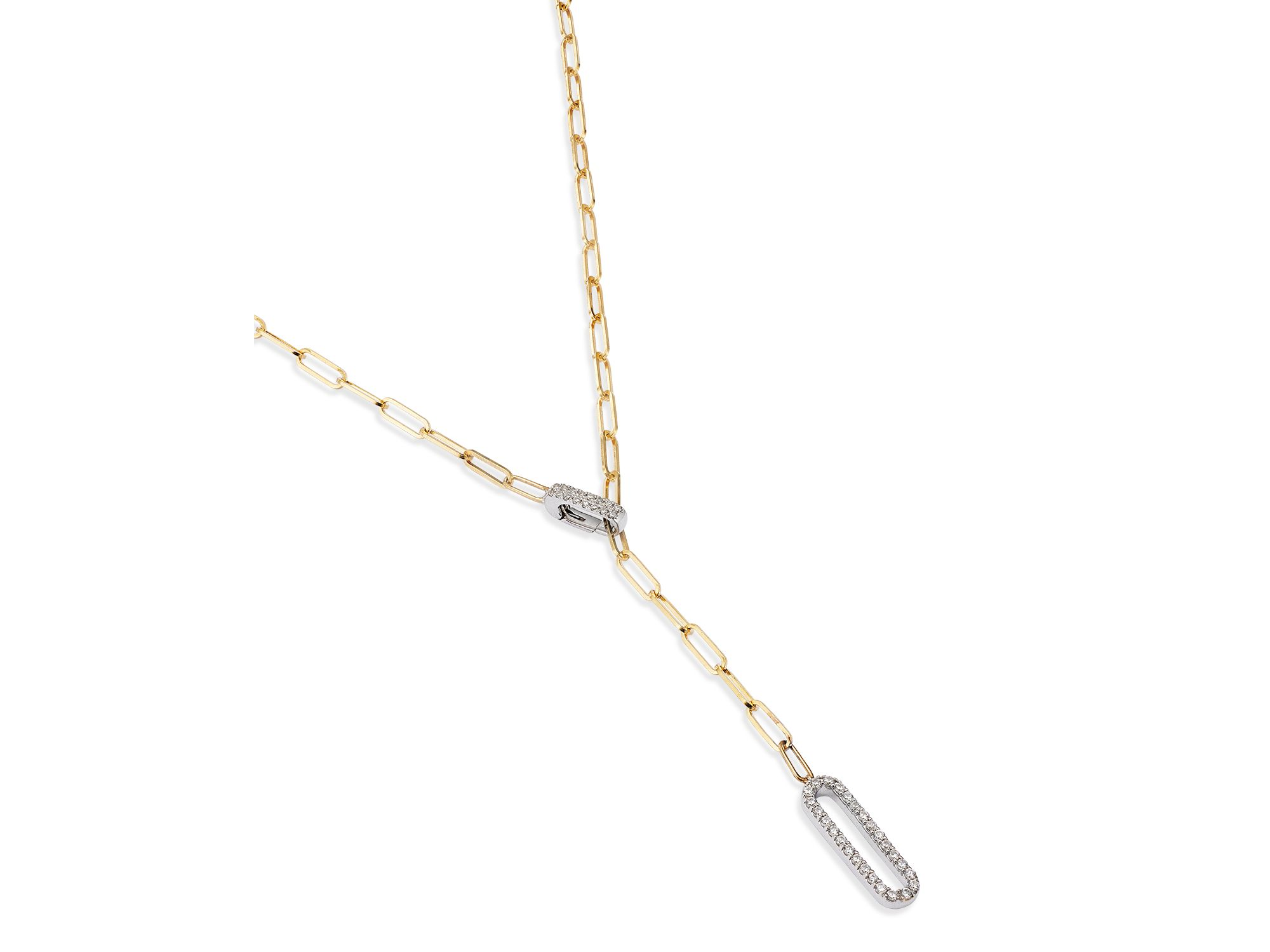 Diamond Paperclip Lariat Necklace in 14K Yellow Gold, 0.30 ct.  t.w. — Image 4