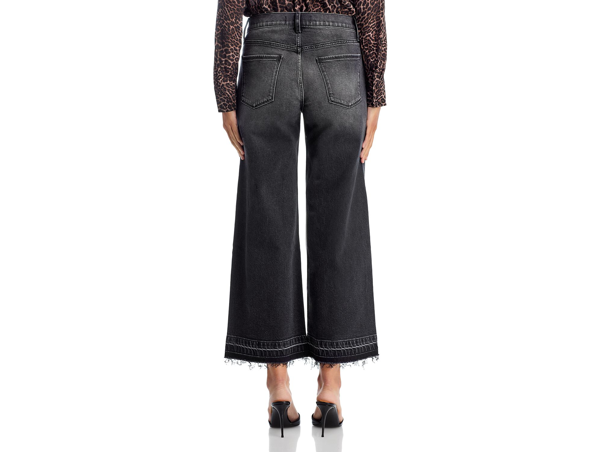 Rafaella Cropped Wide Leg Jeans in Washed Black — Image 3