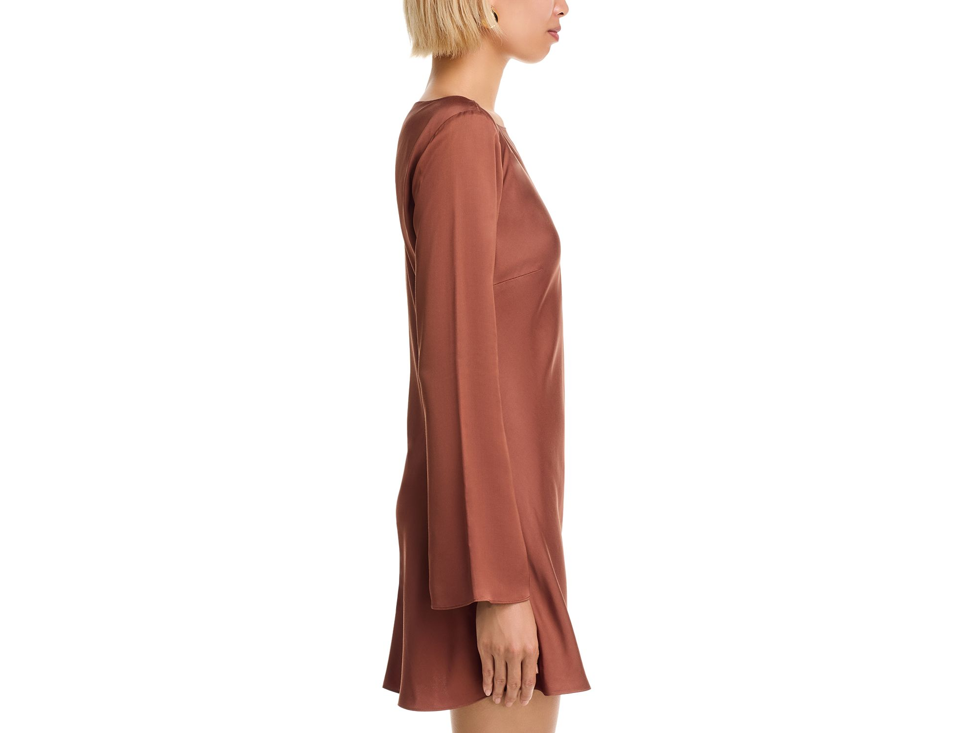 Ennis Satin Bell Sleeve Mini Dress — Image 4