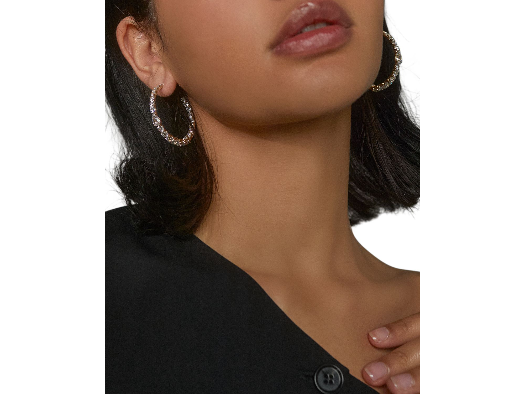 Halle Cubic Zirconia C Hoop Earrings — Image 3