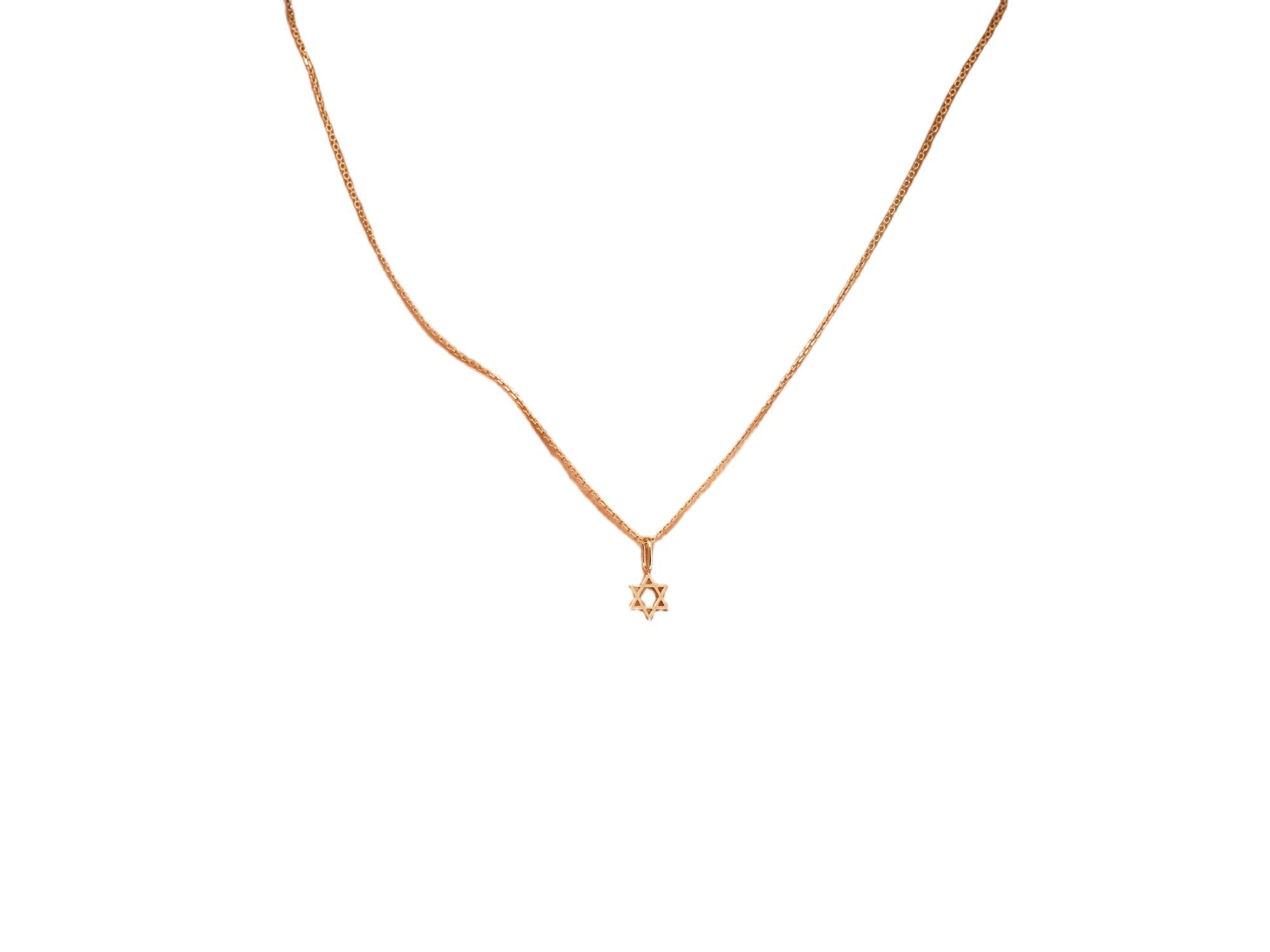 Solid Yellow Gold Star of David Necklace — Image 6